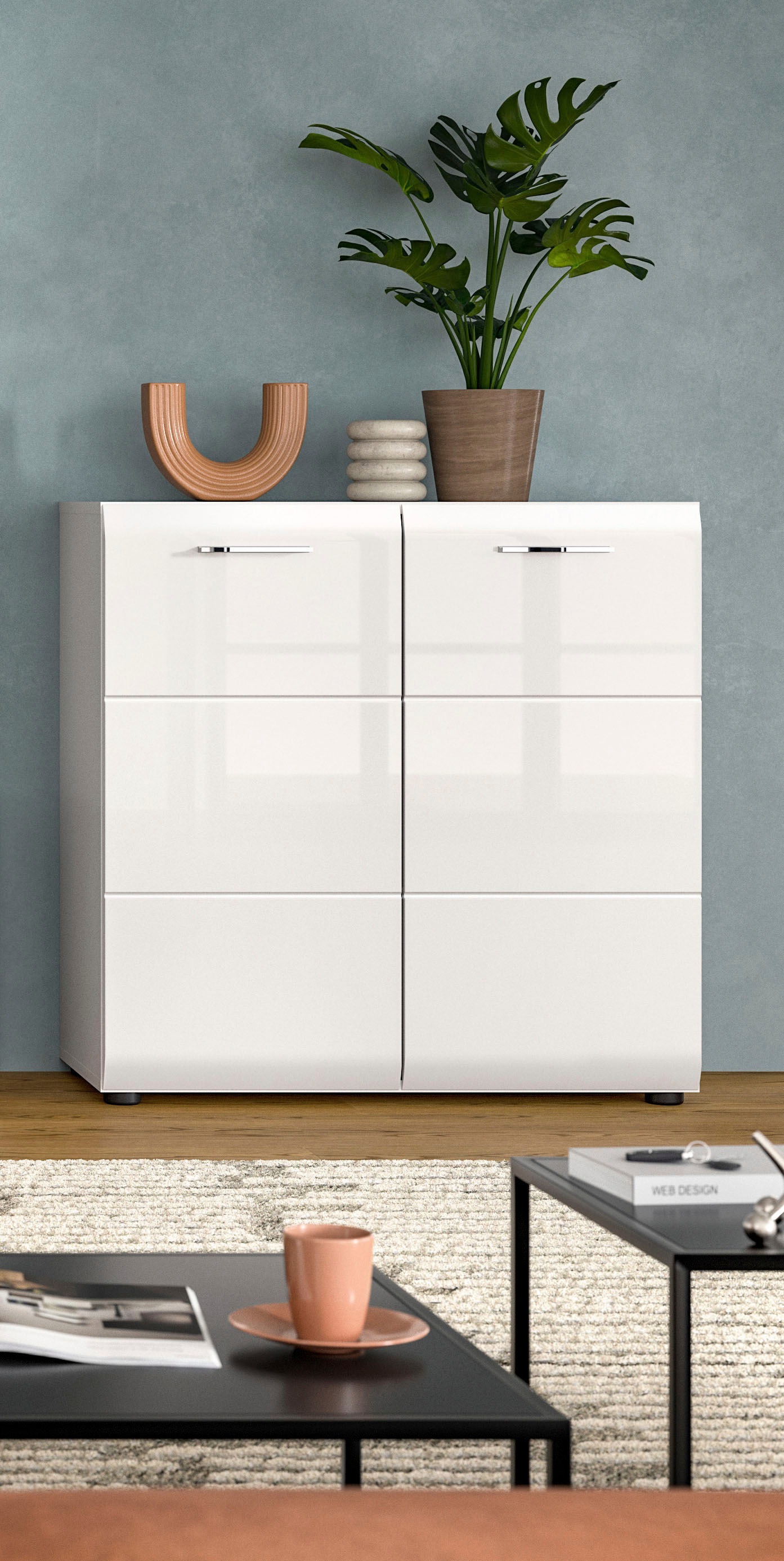 Home affaire Kommode "FLORENZ, hochwertige MDF-Front,Rillenfräsung, 2 Türen günstig online kaufen