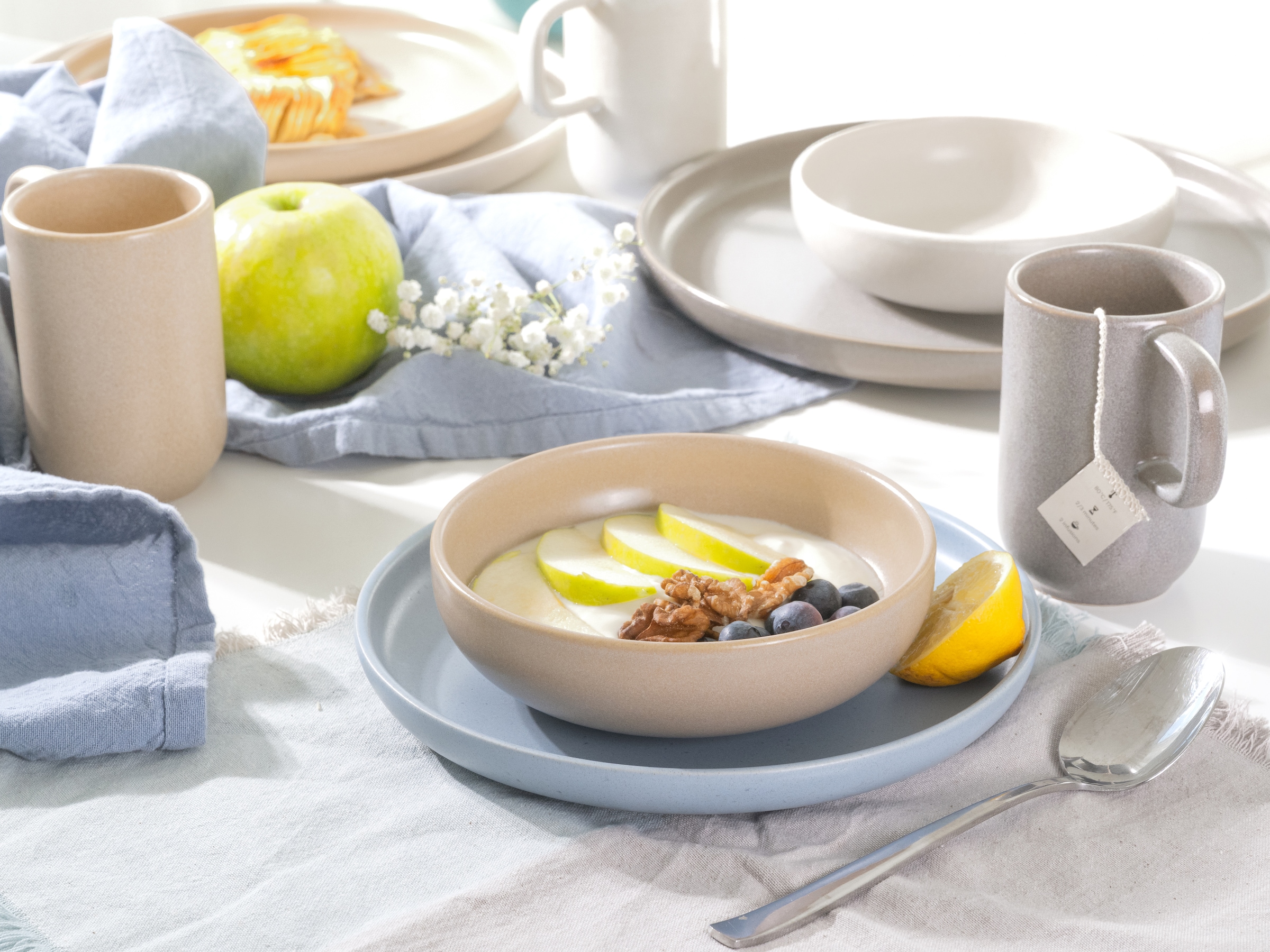 CreaTable Kombiservice »Uno Nordic, Service 16-tlg.« Nordische Ästhetik, Spezialglasur