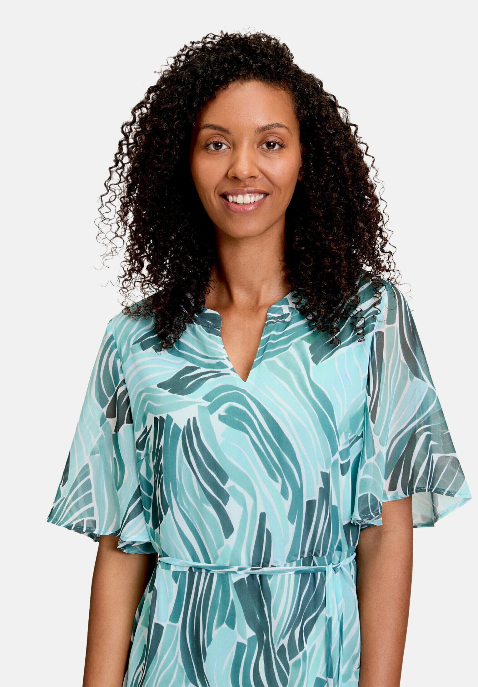 Betty&Co Chiffonkleid »Damen mit Flügelärmeln« Ohne Tasche Druck