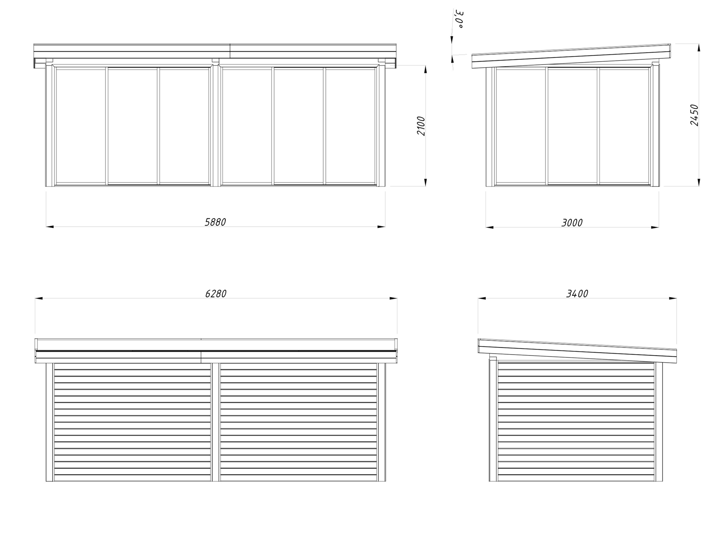 Palmako Gartenhaus »Lenna 16,6 m², Set 402 Slide«
