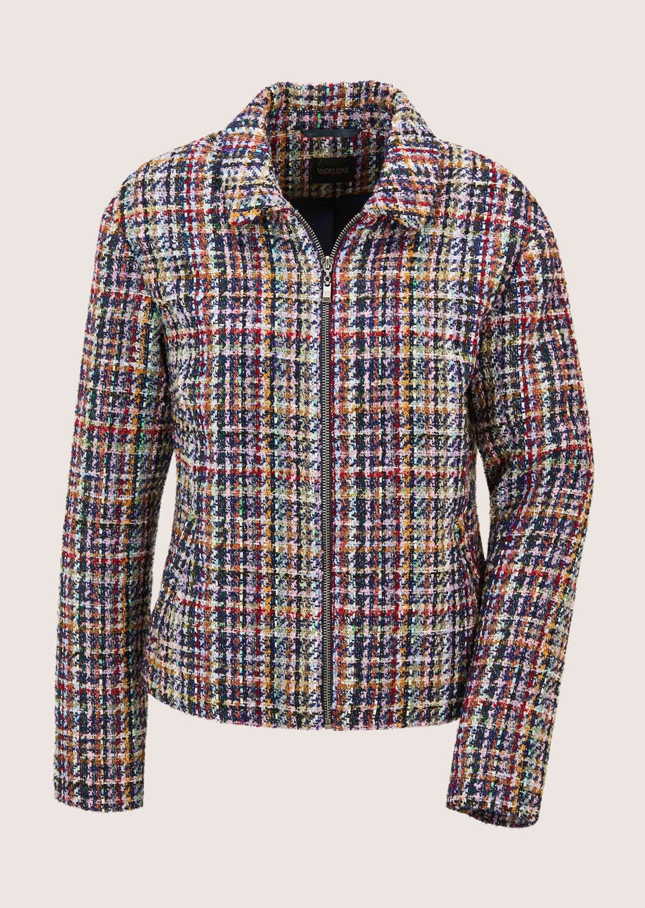 MADELEINE Jackenblazer "Tweedblazer Moderner Kurzblazer mit Zipper" Edler Multicolour-Tweed