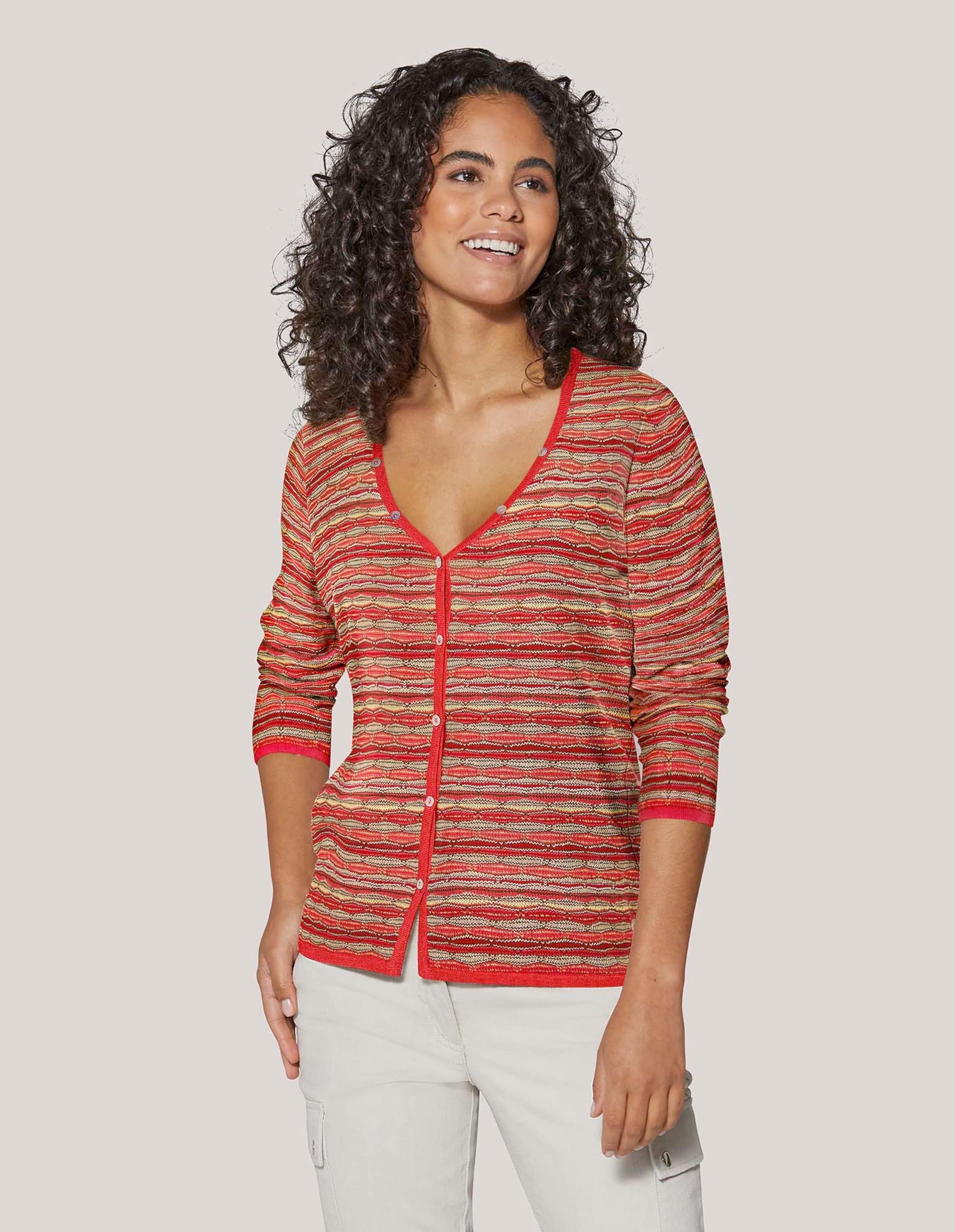MADELEINE Strickjacke »Strickjacke Schmale Strickjacke mit mehrfarbigem Streifenmuster«