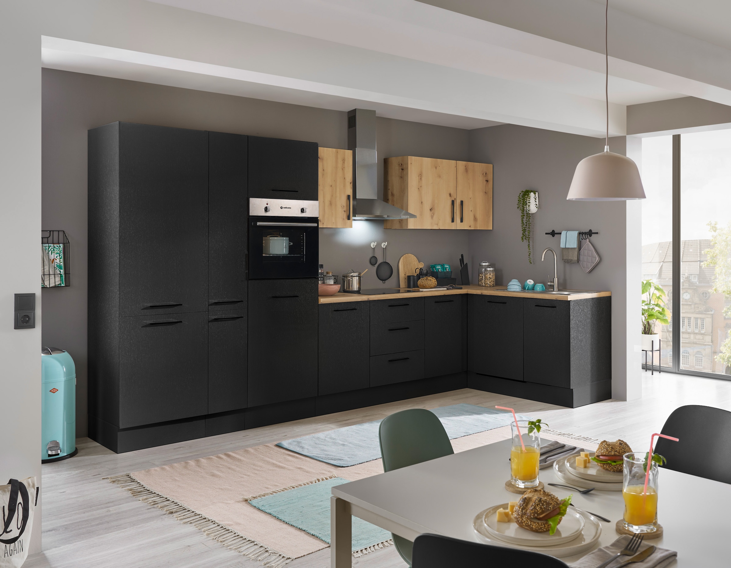 BASIC by Balculina Winkelküche »Turin«, Stellbreite 370x175 cm, wahlweise mit E-Geräten