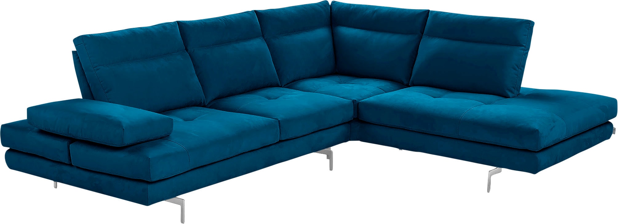 CALIA ITALIA Ecksofa "Toby Wing, B/T: 288/232 cm, Multifunktionssofa, Designsofa, L-Form" Sitztiefenverstellung und Armteilfunktion, Füße chrom glänzend