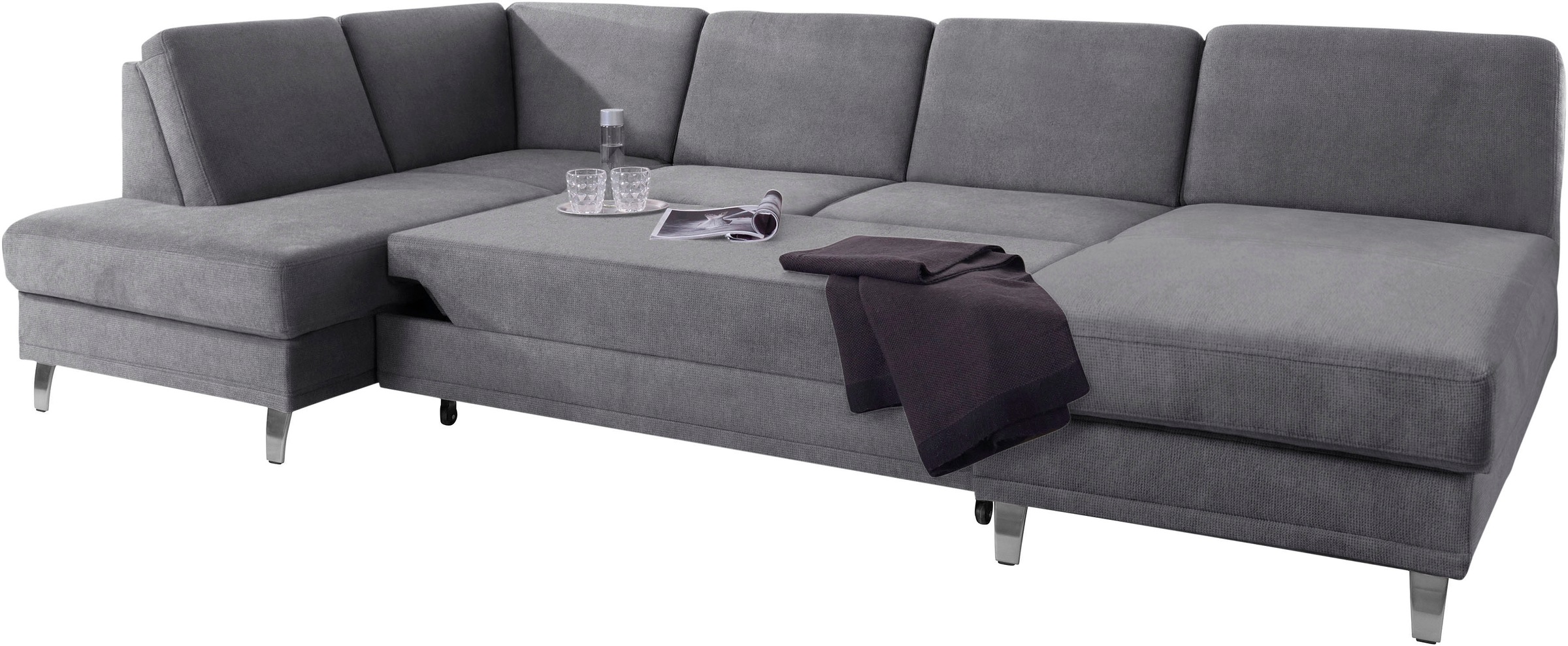 sit&more Wohnlandschaft »Clio U-Form«, wahlweise mit Bettfunktion und Bettkasten, inklusive Federkern