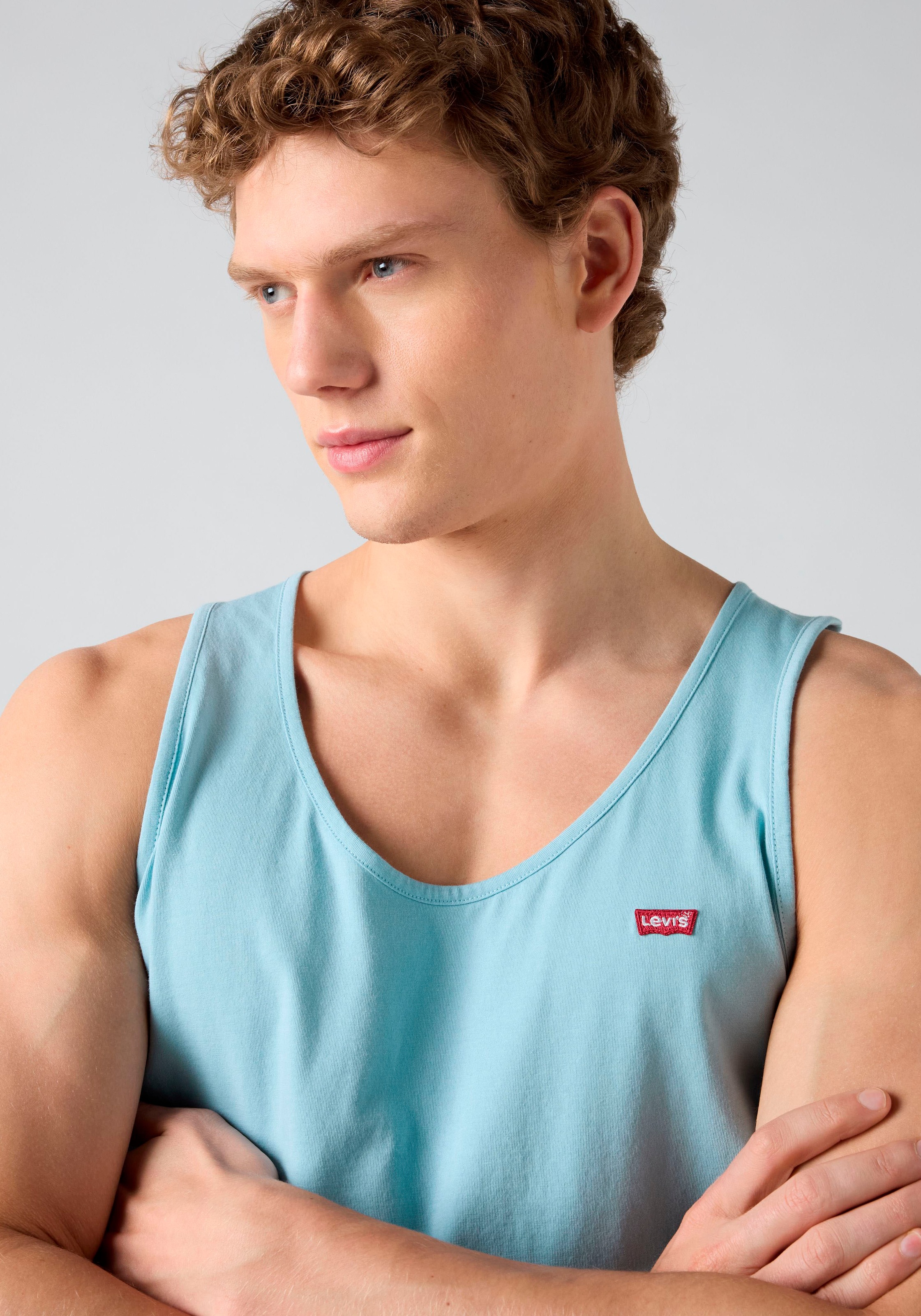Tanktop LEVI'S "LSE HOUSEMARK TANK", Damen, Gr. M, forget me not, Jersey, Obermaterial: 100% Baumwolle, regular fit normal, Rundhals, Tops Tanktop, mit Logo Stickerei 3