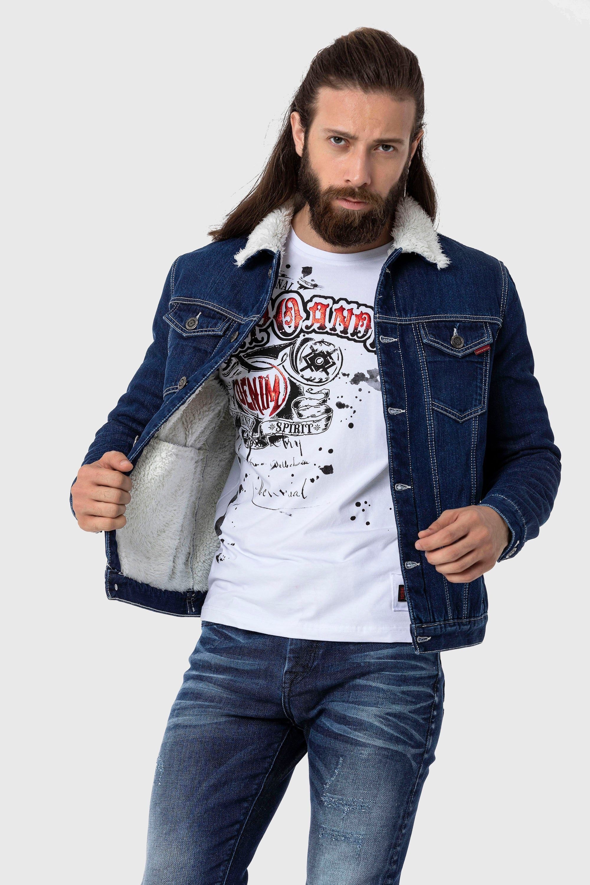 Cipo & Baxx Outdoorjacke »Jacke«, ohne Kapuze, mit Kunstpelz-Kragen