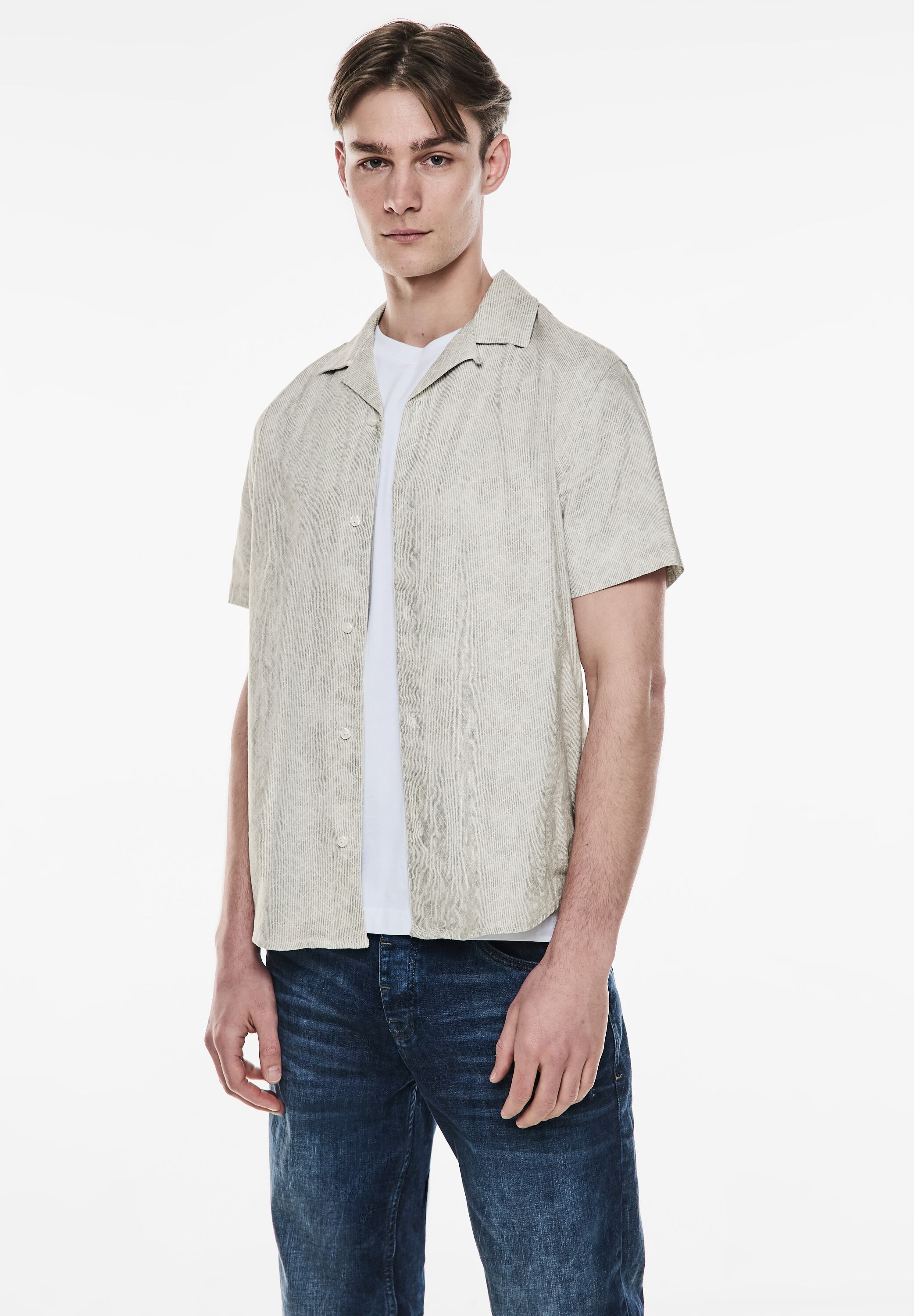 STREET ONE MEN Kurzarmhemd, Materialmix