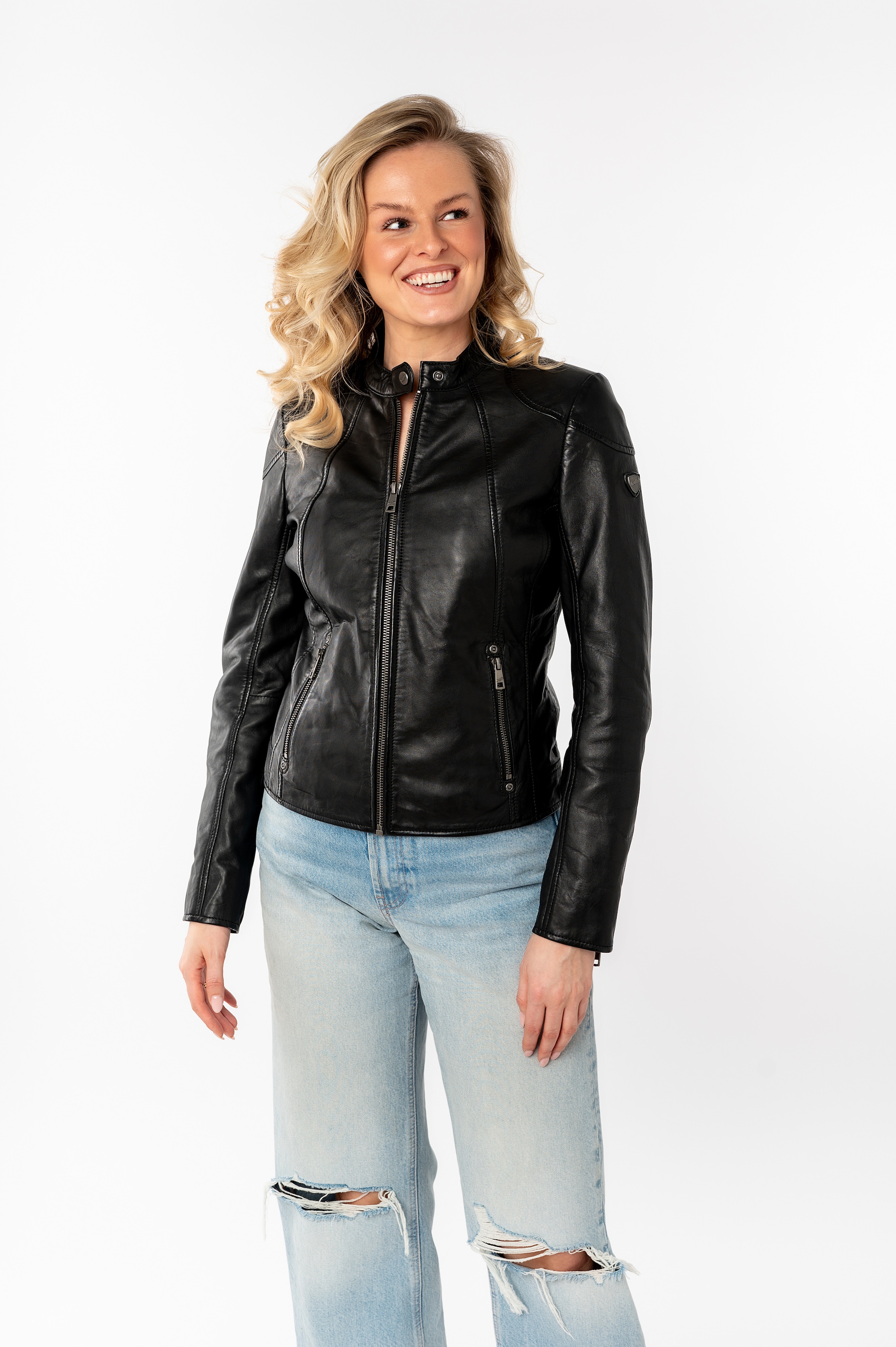 Mauritius Lederjacke, mit verstärkten Schultern günstig online kaufen