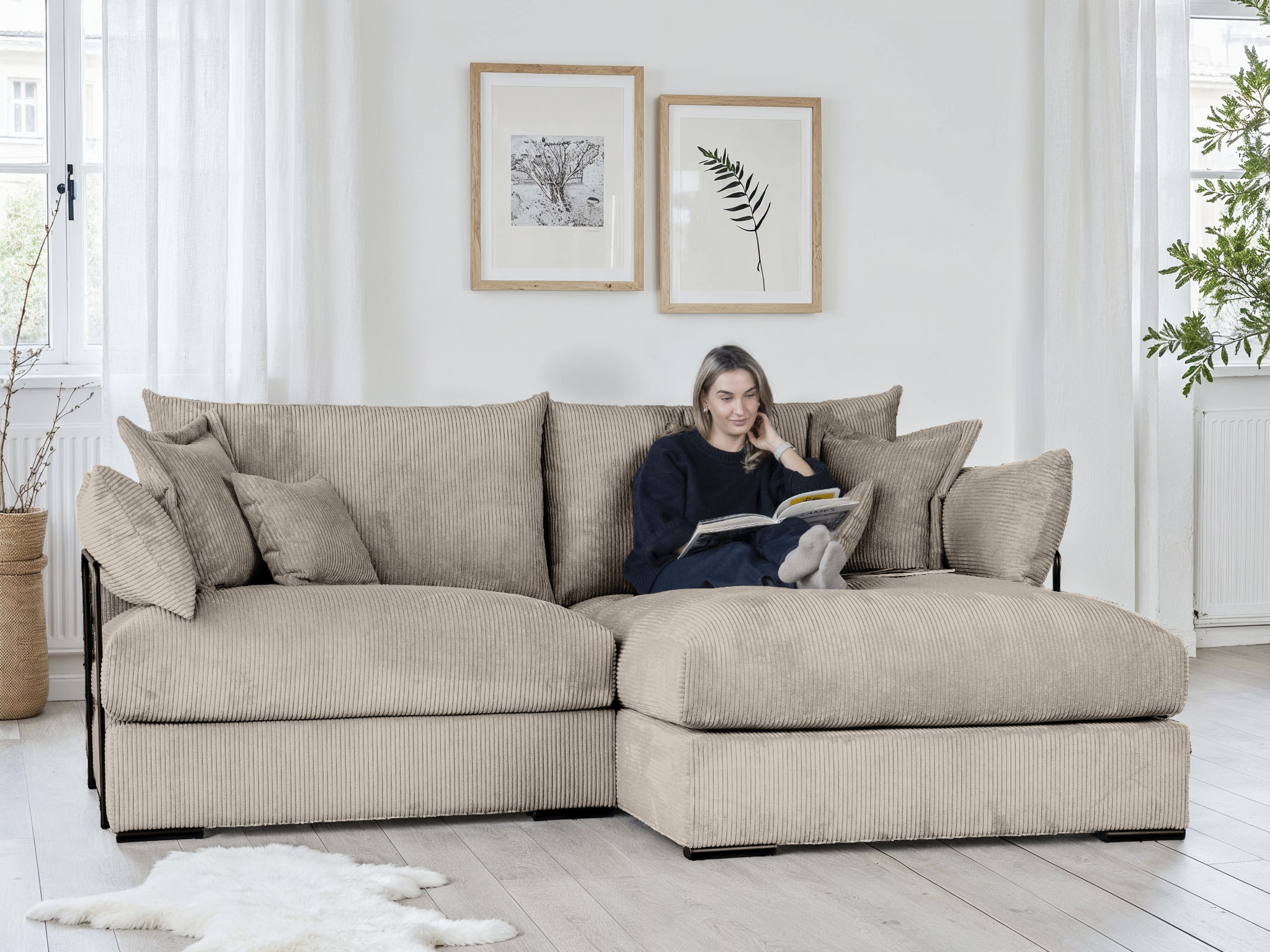 Home affaire Ecksofa "Casa XL L-Form, B: 190 cm" 4 Zierkissen, Mega-Sofa, in Cord oder Chenille-Struktur, Federkern