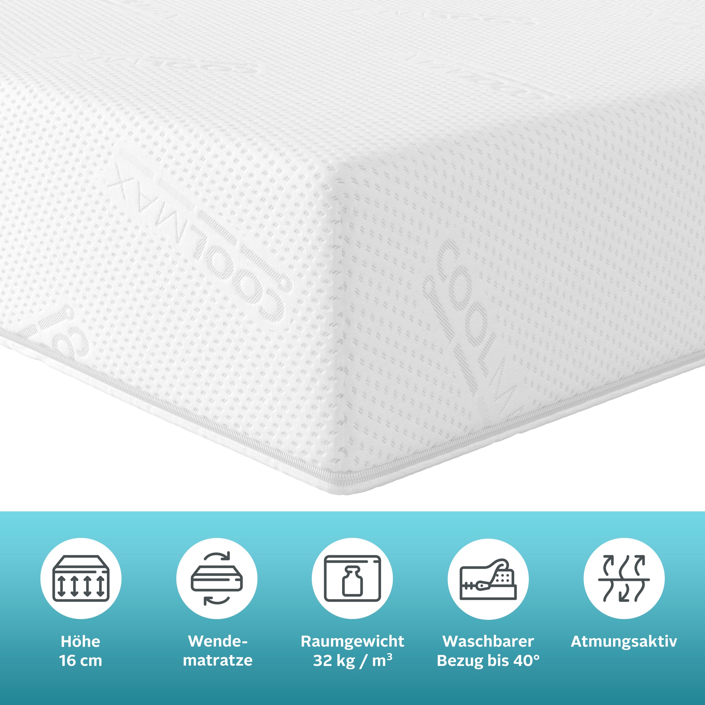 Thumbnail - Älgdröm "Tornby, 7 Zonen Matratze 90x200, 140x200 cm, langlebige Qual. (RG 32)" 17 cm hoch Raumgewicht: 32 kg/m³ 1 Stk. ...