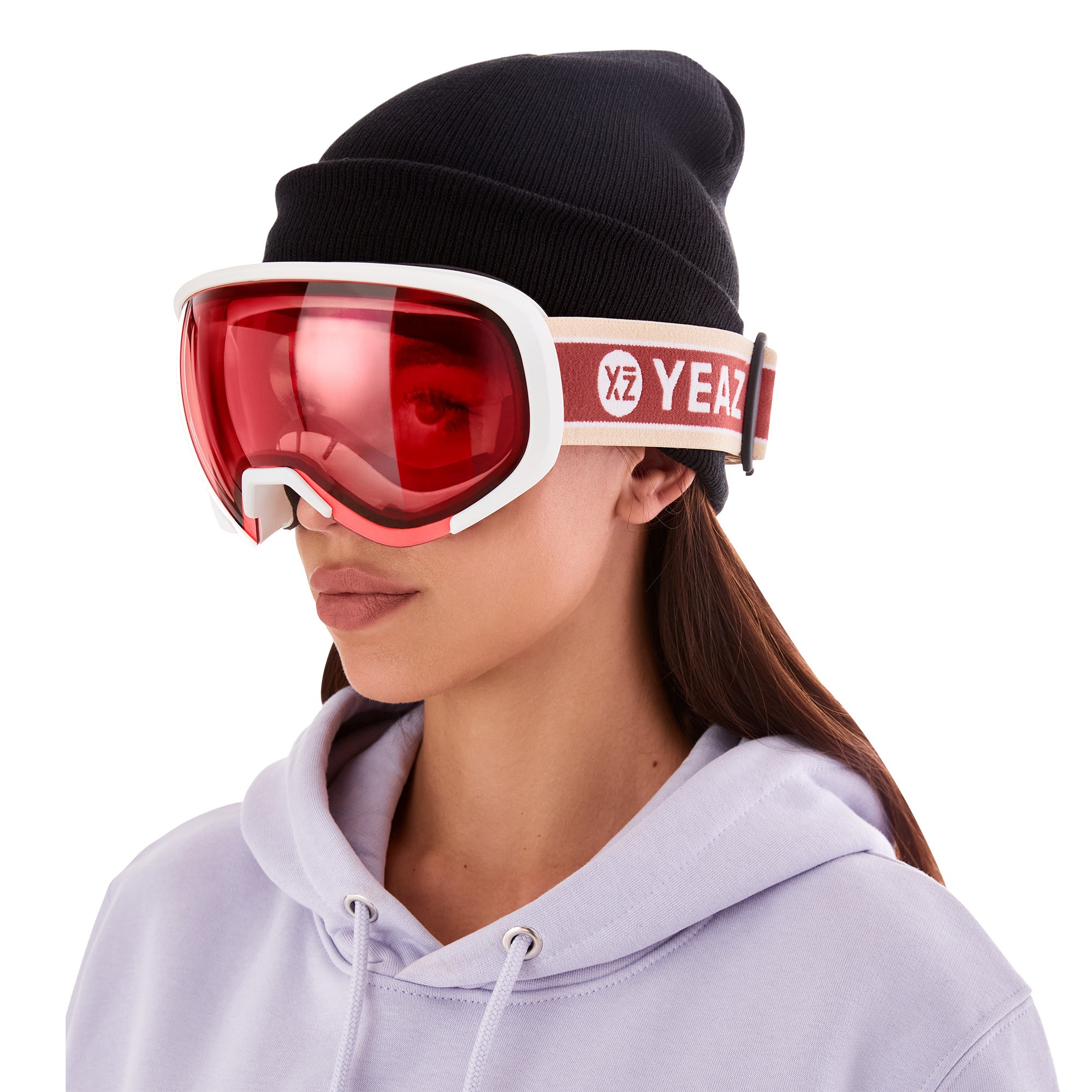 YEAZ Skibrille »Ski- und Snowboard-Brille rot/matt weiß BLACK RUN«