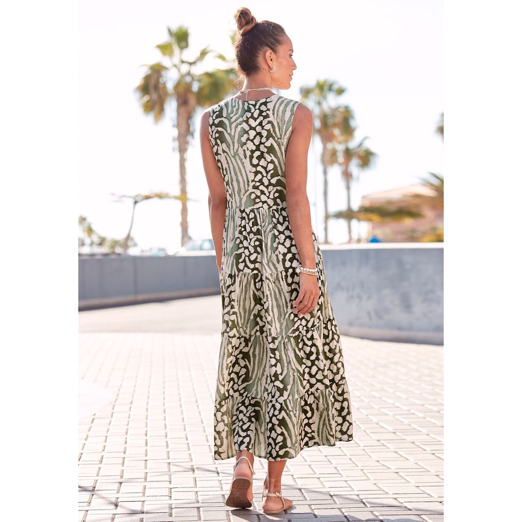 LASCANA Maxikleid, mit Animalprint und Knopfleiste, Sommerkleid, Strandkleid