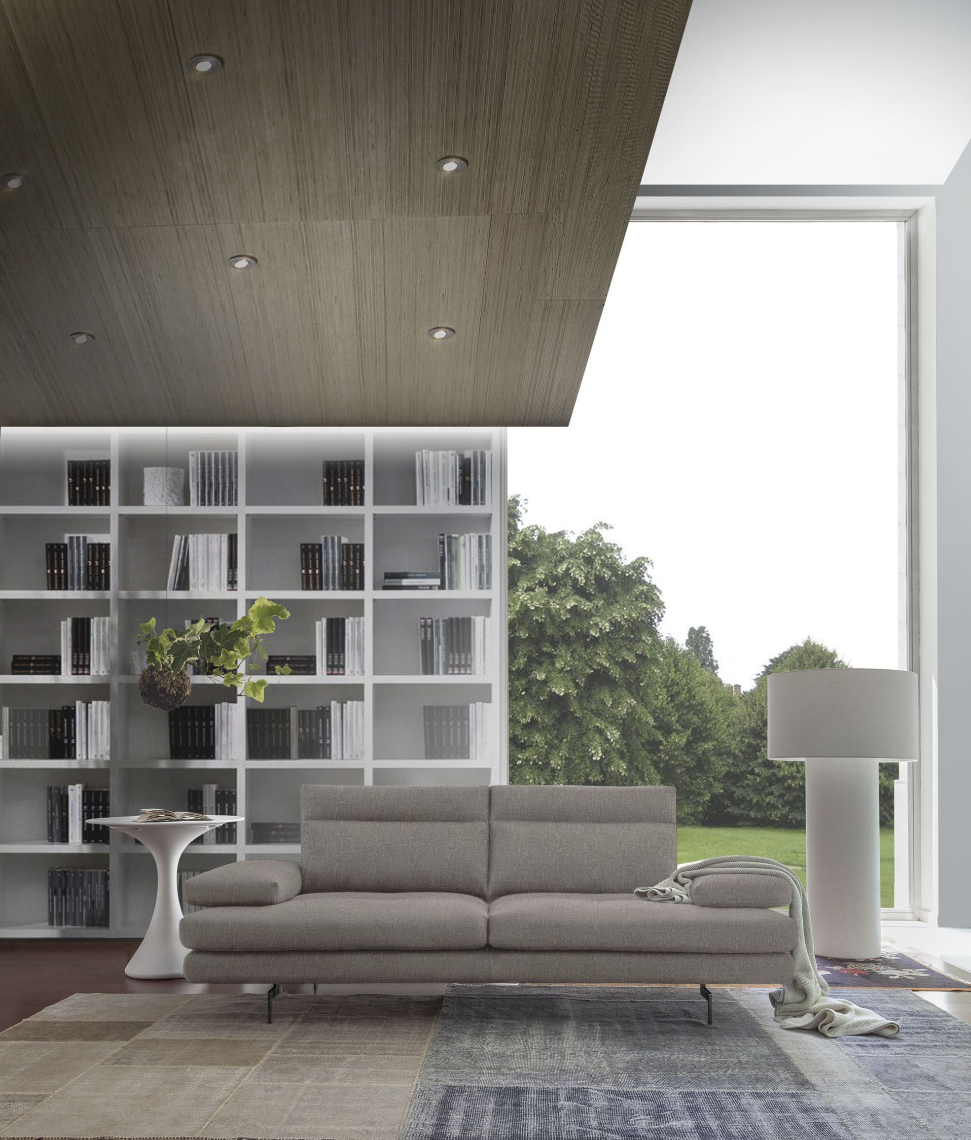 CALIA ITALIA 3-Sitzer "Toby Wing, 208 cm breit, Designsofa, hochwertige Verarbeitungsdetails" inkl. Sitztiefenverstellung und Armteilfunktion, Füße in Schwarz matt