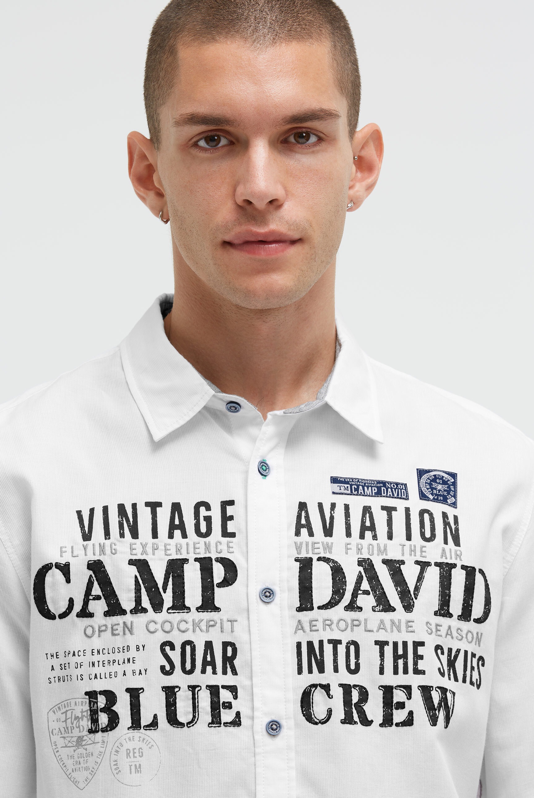 CAMP DAVID Langarmhemd aus Baumwolle