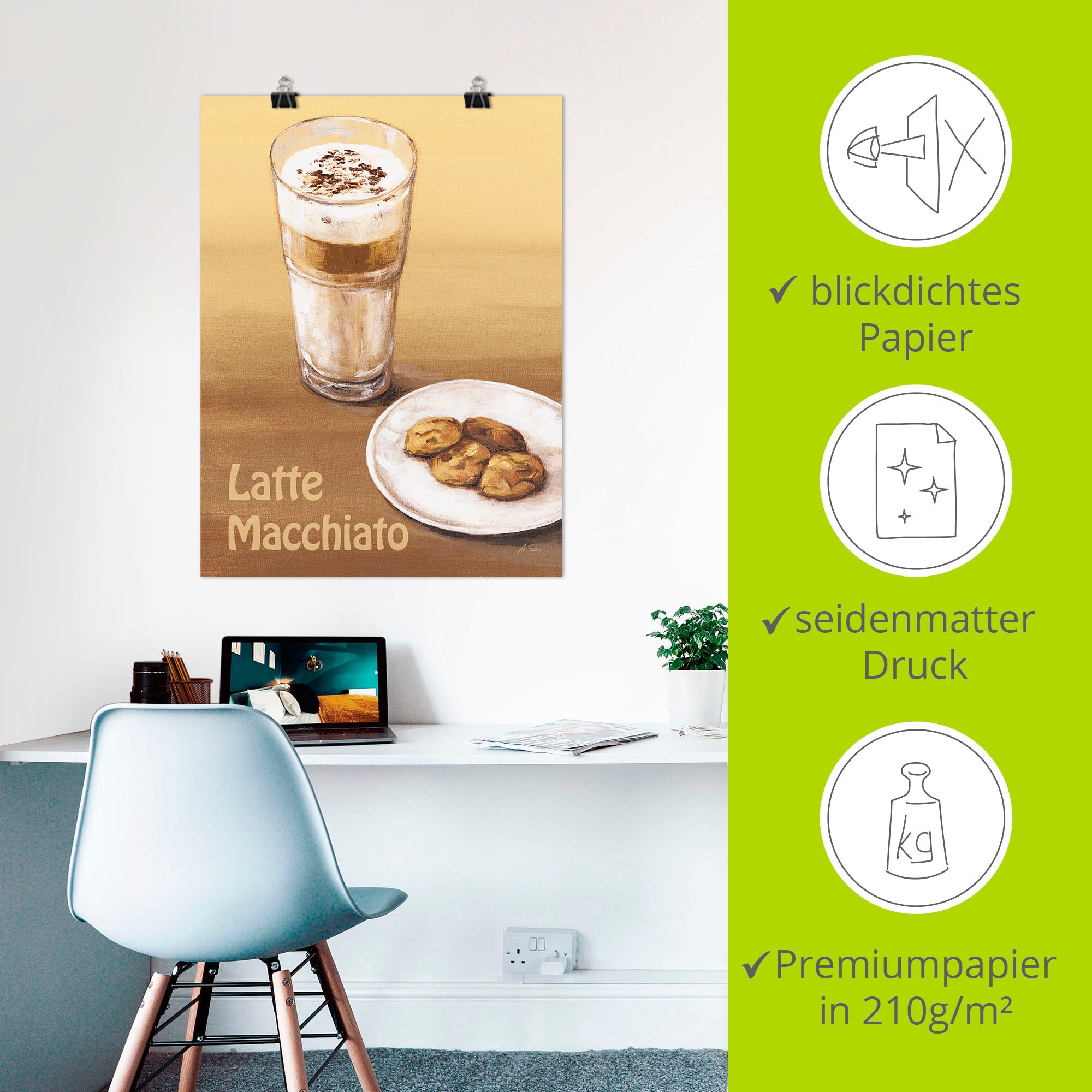 Artland Poster »Latte Macchiato III«, Getränke, (1 St.), als Alubild, Leinwandbild, Wandaufkleber oder Poster in versch. Größen
