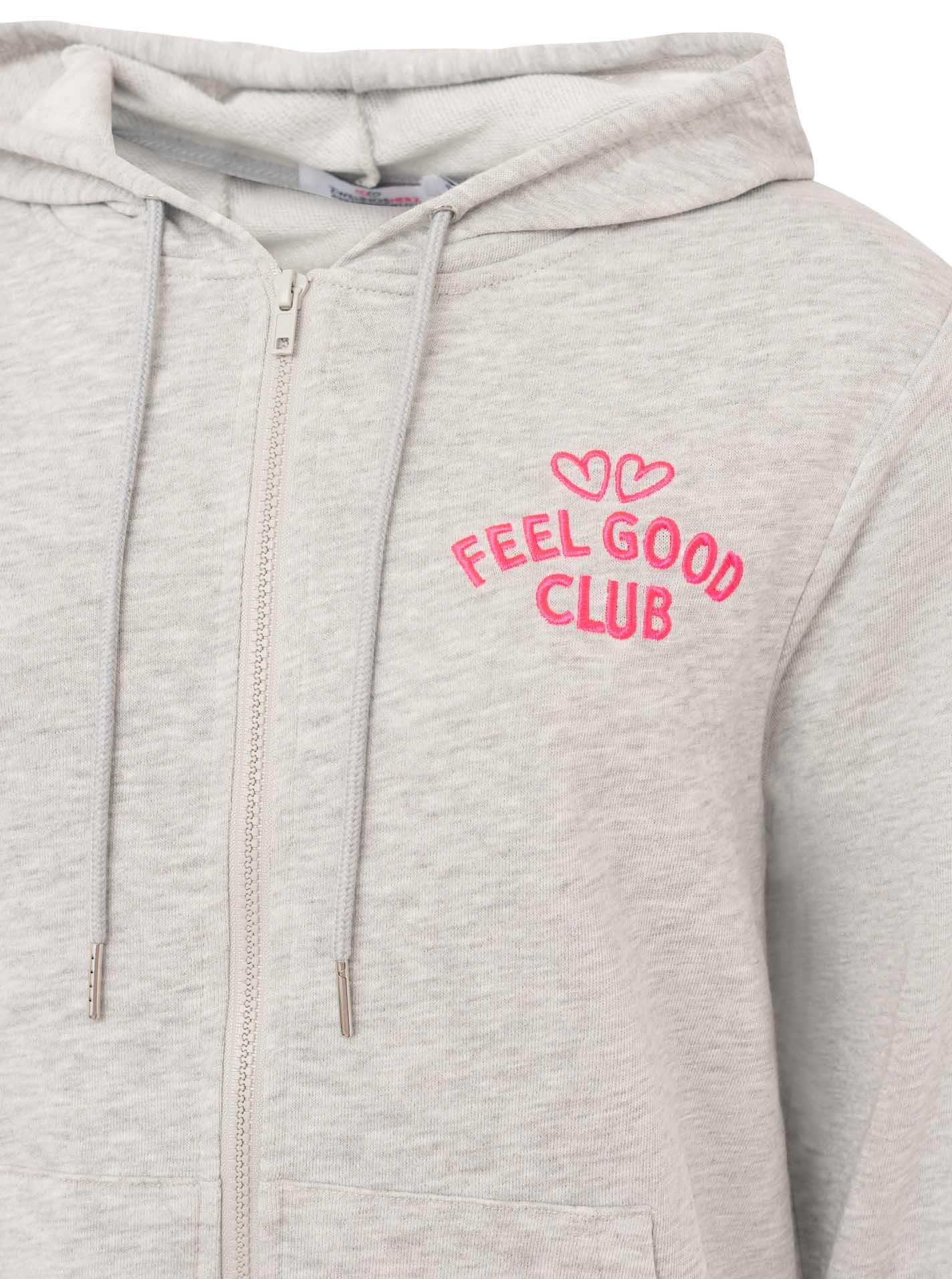 Zwillingsherz Kapuzensweatjacke »"Feel Good Club"« Kapuze, zum Binden, Taschen, kleine Stickerei vorne