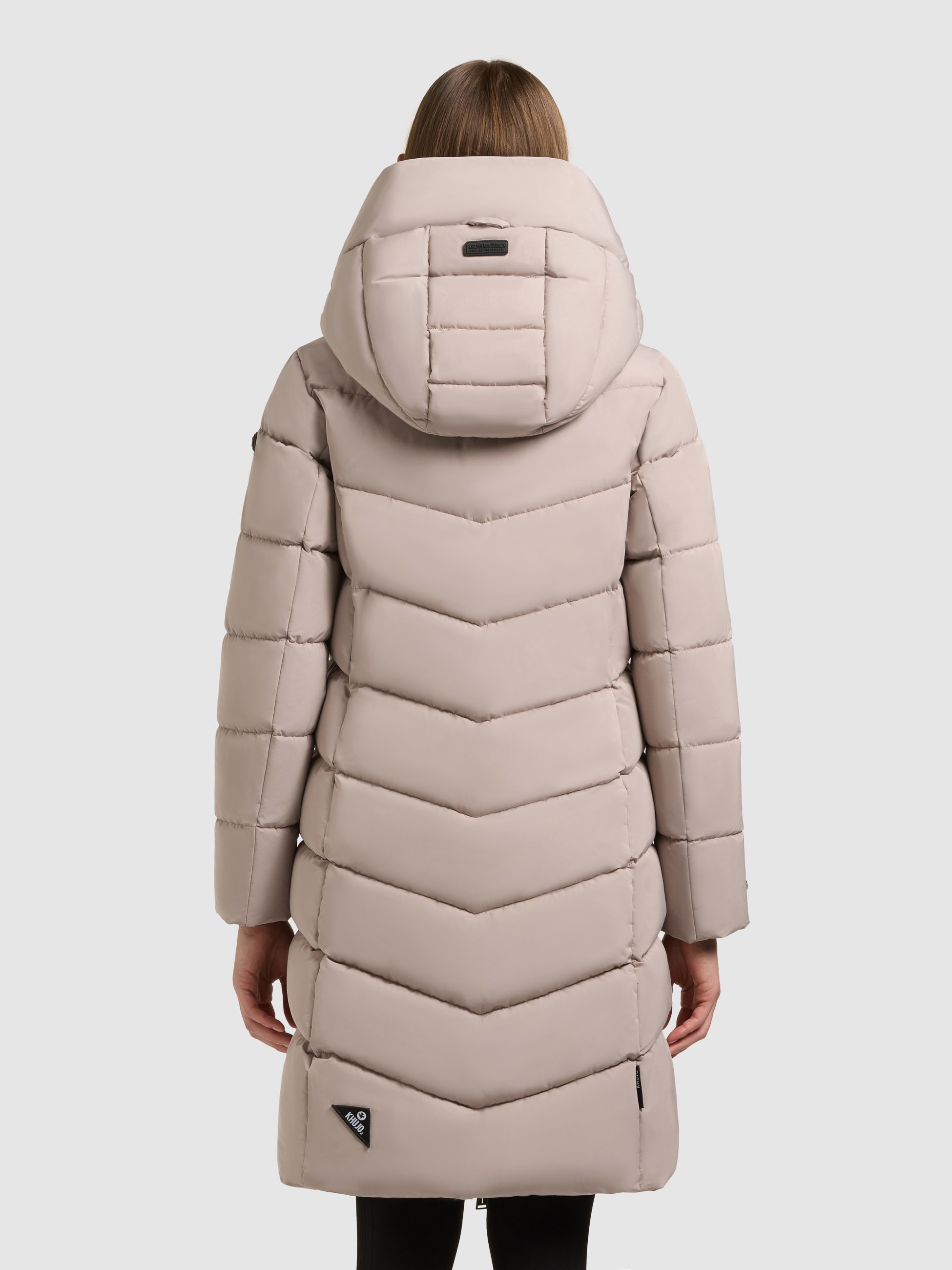 Steppmantel KHUJO "MIKIA3", Damen, Gr. XS, dusty beige, 100% Polyester, unifarben, eingesetzt elastischer Bund mit Windstopper, Mäntel Steppmantel 3