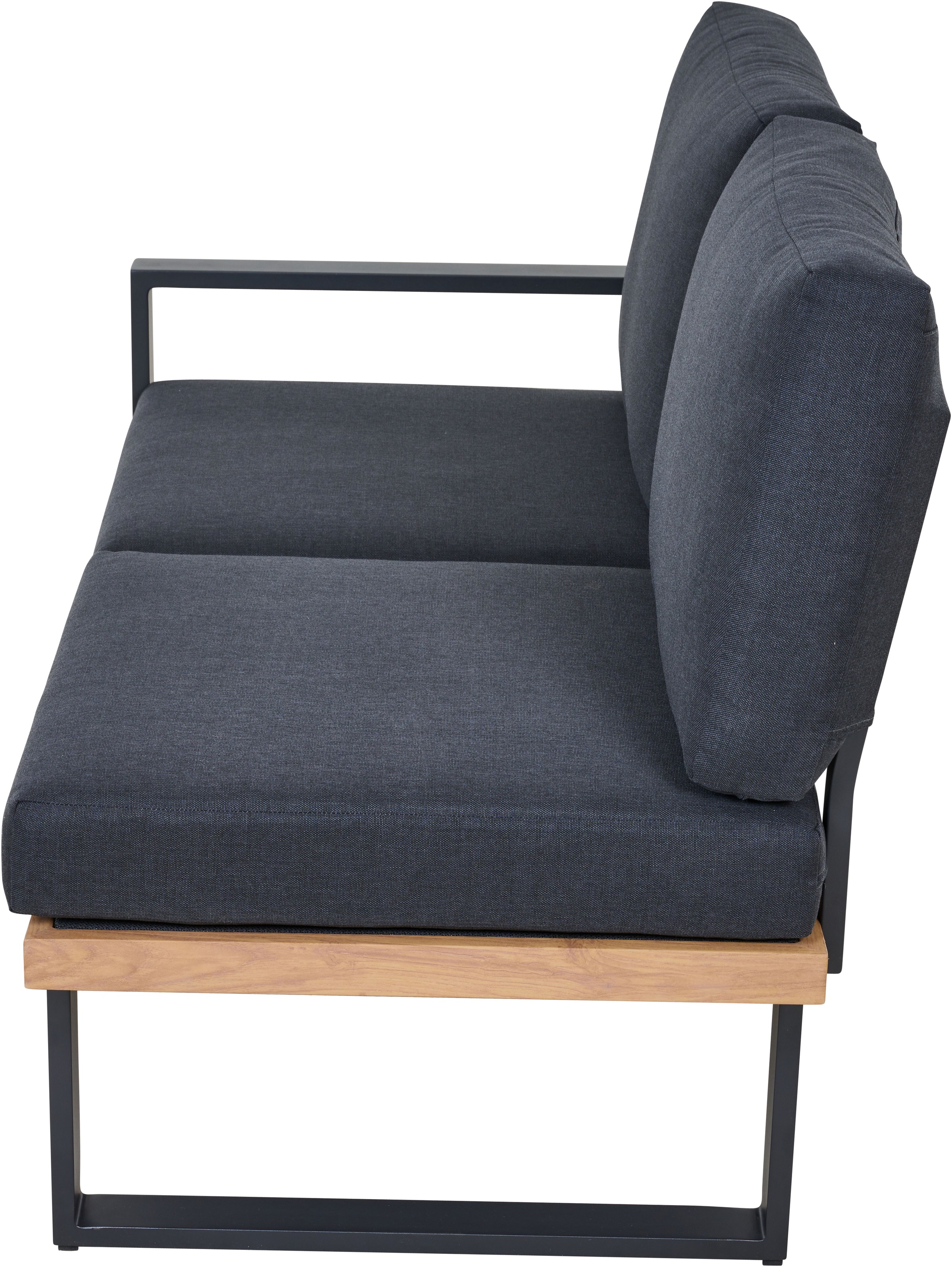 Siena Garden Gartensofa »BARI« Aluminium, teaklook, inkl. Kissen, Dining-Set 2-teilig