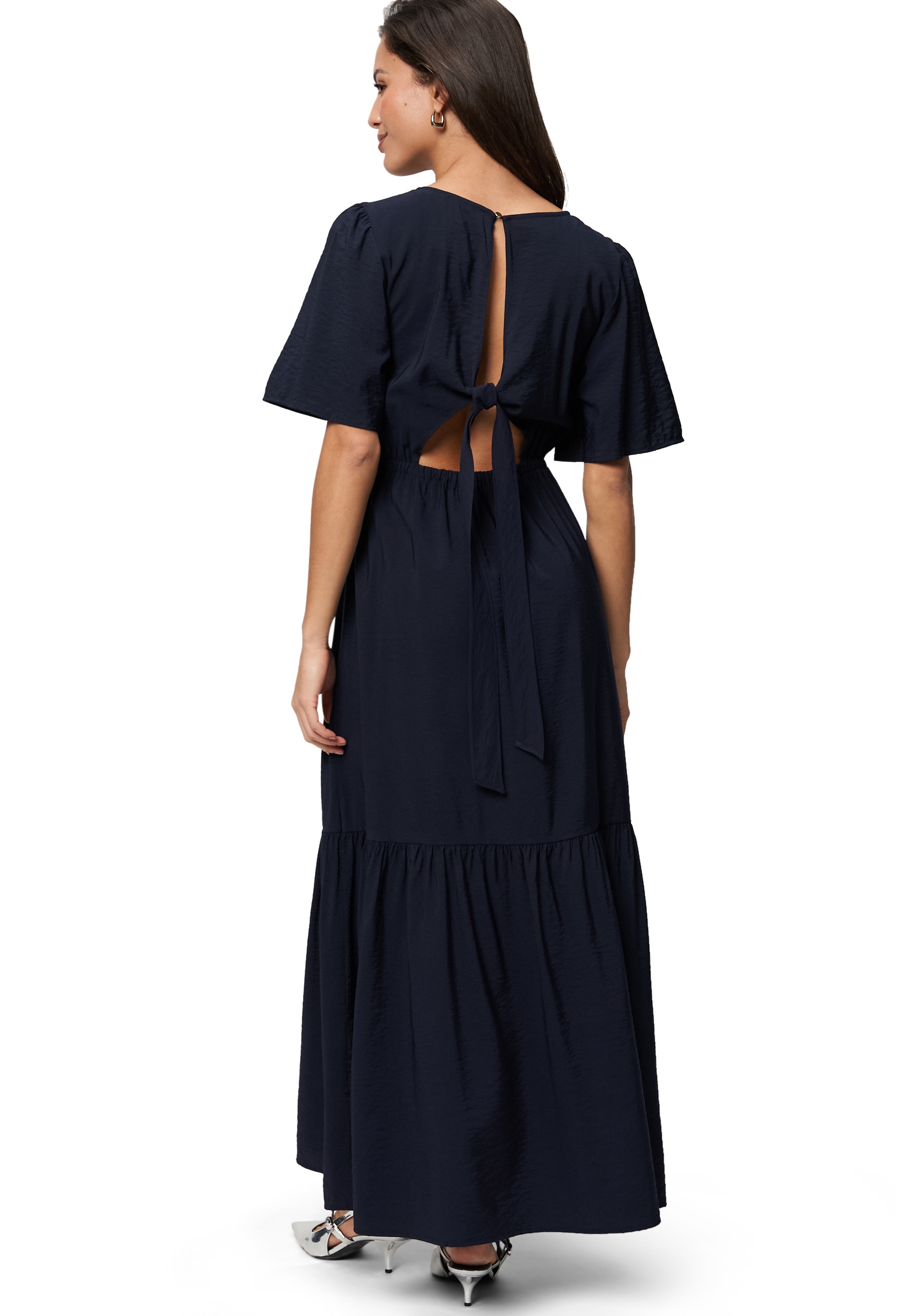 Zero Maxikleid »zero Maxikleid mit Schleife am Rückenausschnitt«, Volant