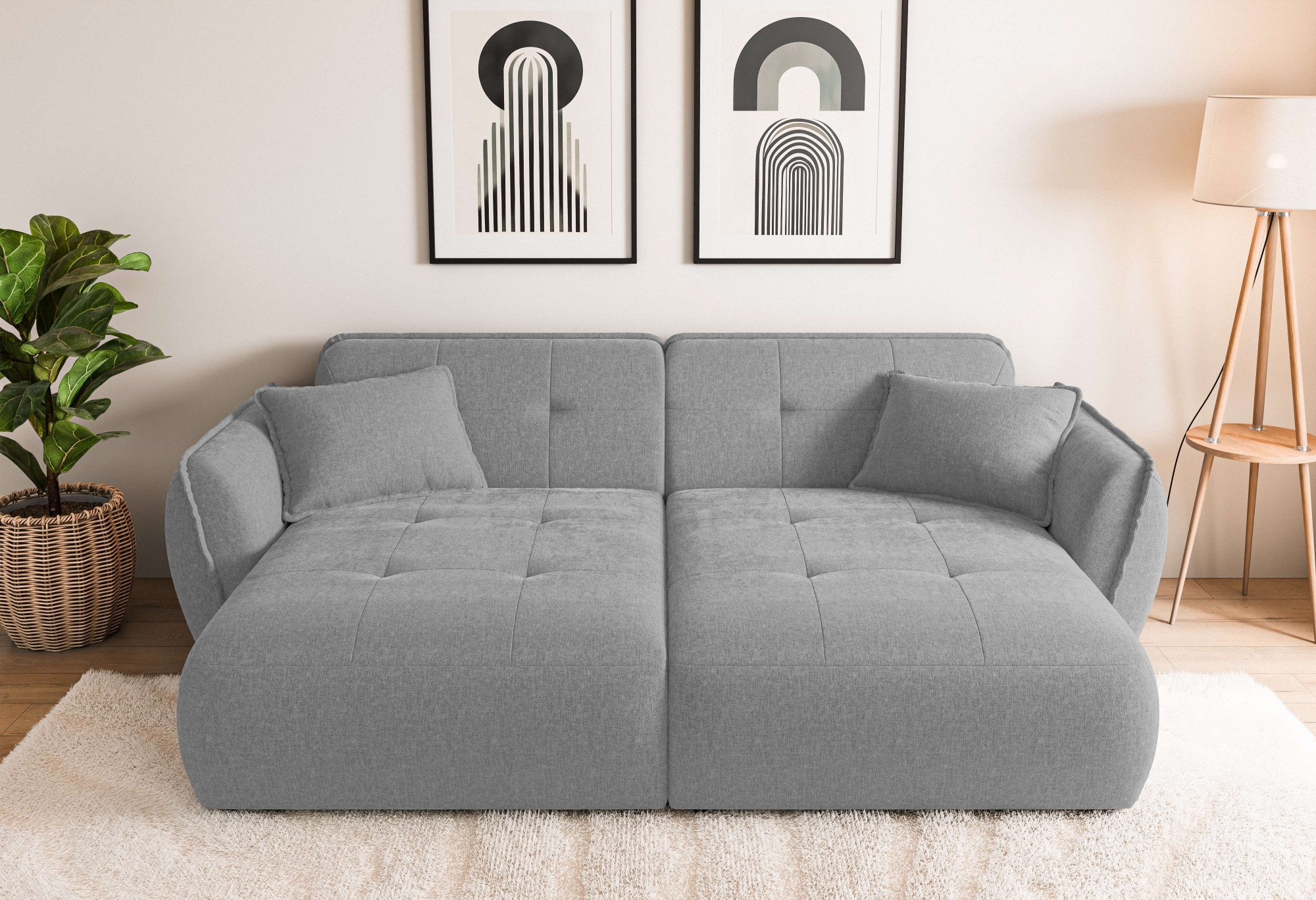 Home affaire Big-Sofa "MIRELDA Design-Sofa mit Steppungen, extra tief, Breite 251 cm" Sitztiefe 123cm, elegant und bequem, 2 Zierkissen, belastbar bis 480kg