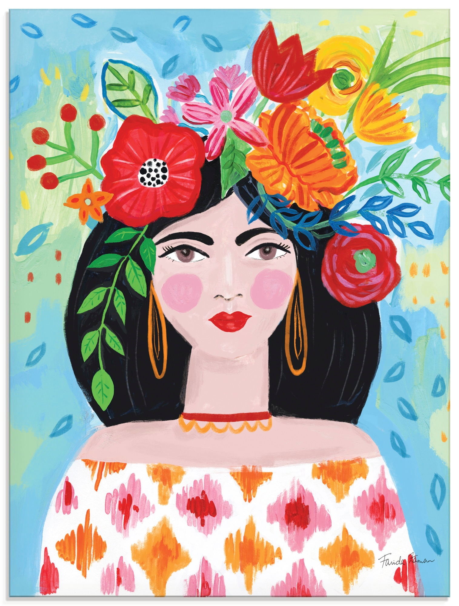 Glasbild ARTLAND "Boho Girl I", farbe bild(er): farbig, B:60cm H:80cm, Bilder, in verschiedenen Größen