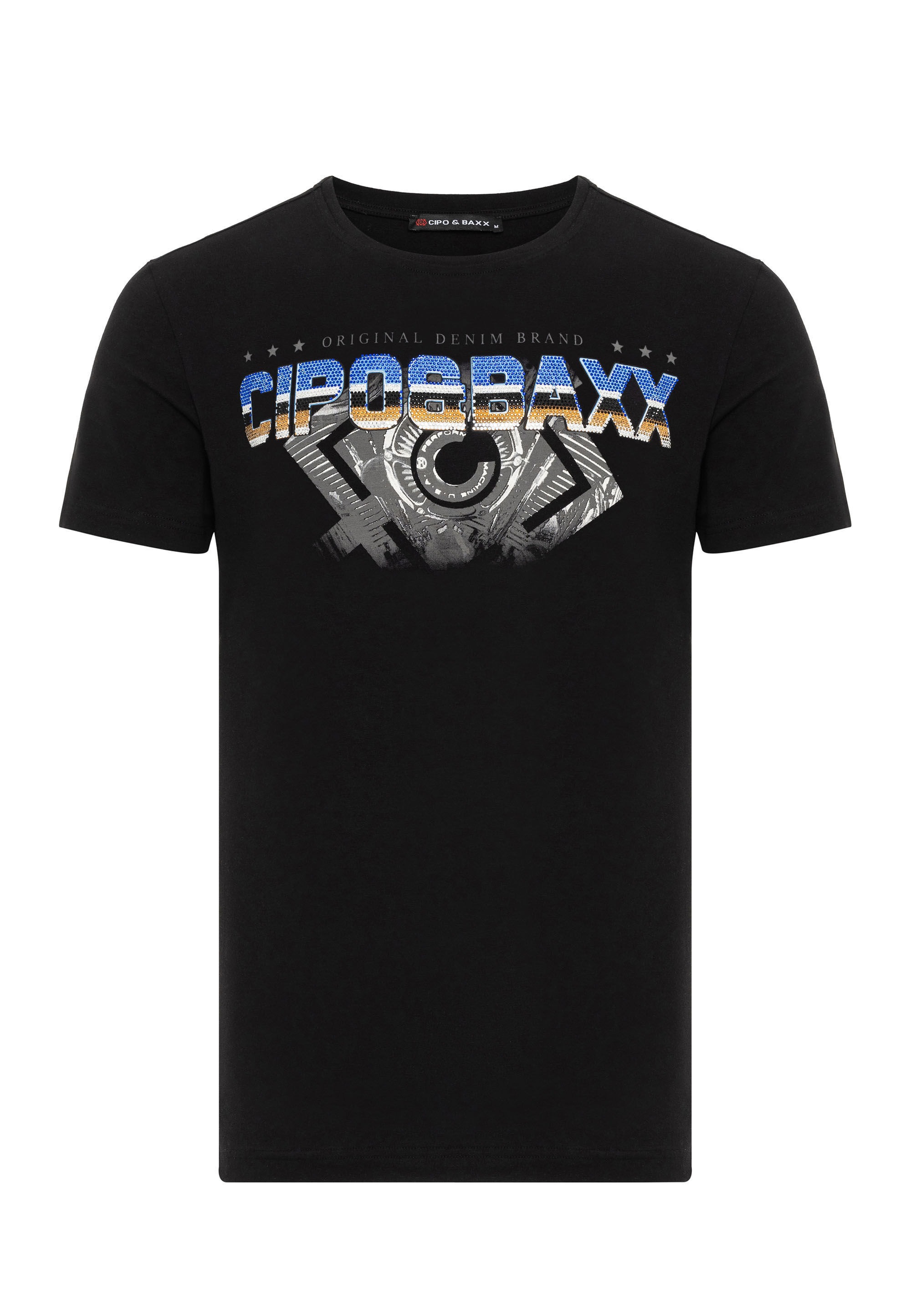 Cipo & Baxx T-Shirt »T-Shirt«, extravaganter Marken-Schriftzug