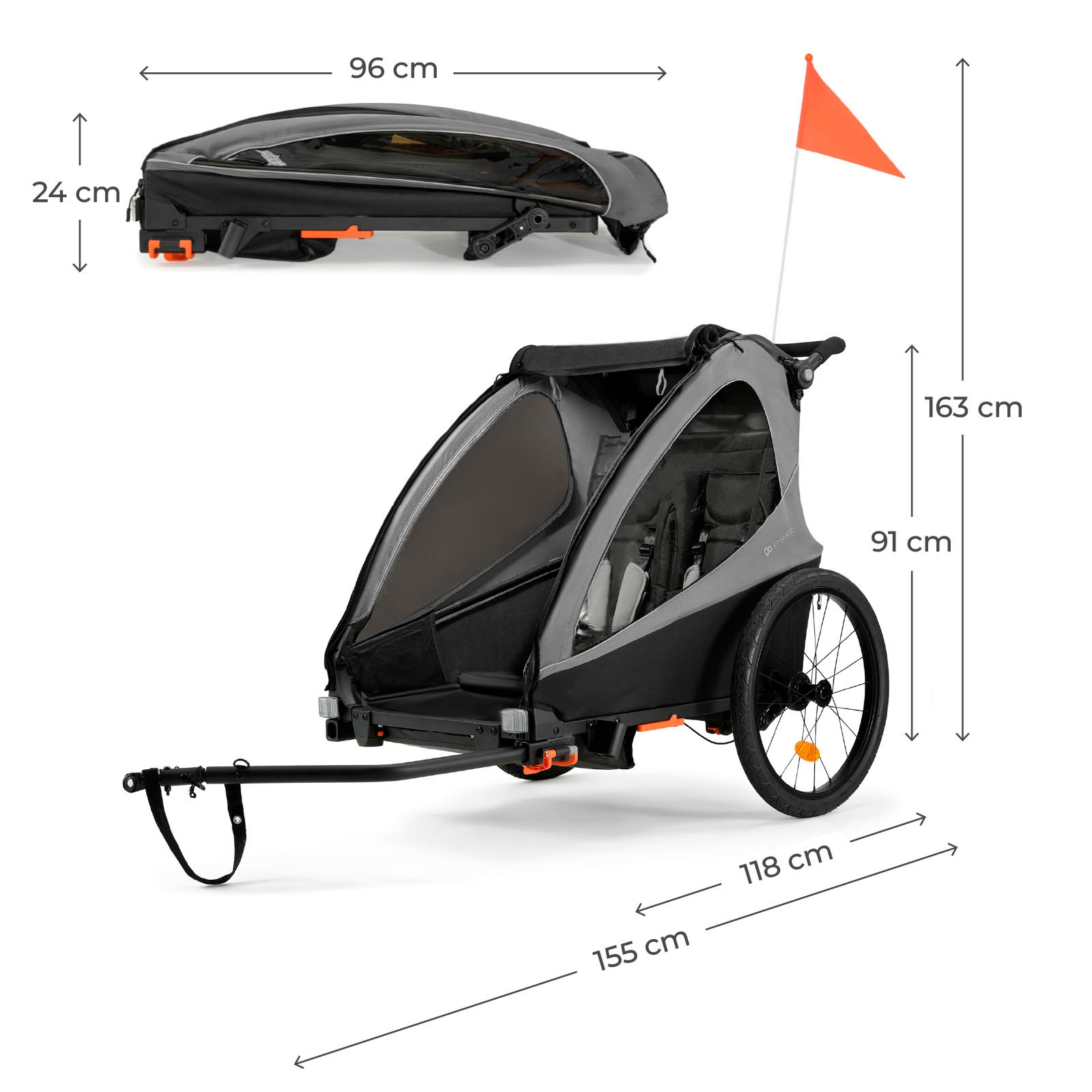 Kinderkraft Fahrradkinderanhänger »NAVA WALK« 2in1 Fahrradanhänger & Buggy, Luftreifen, für 2 Kinder