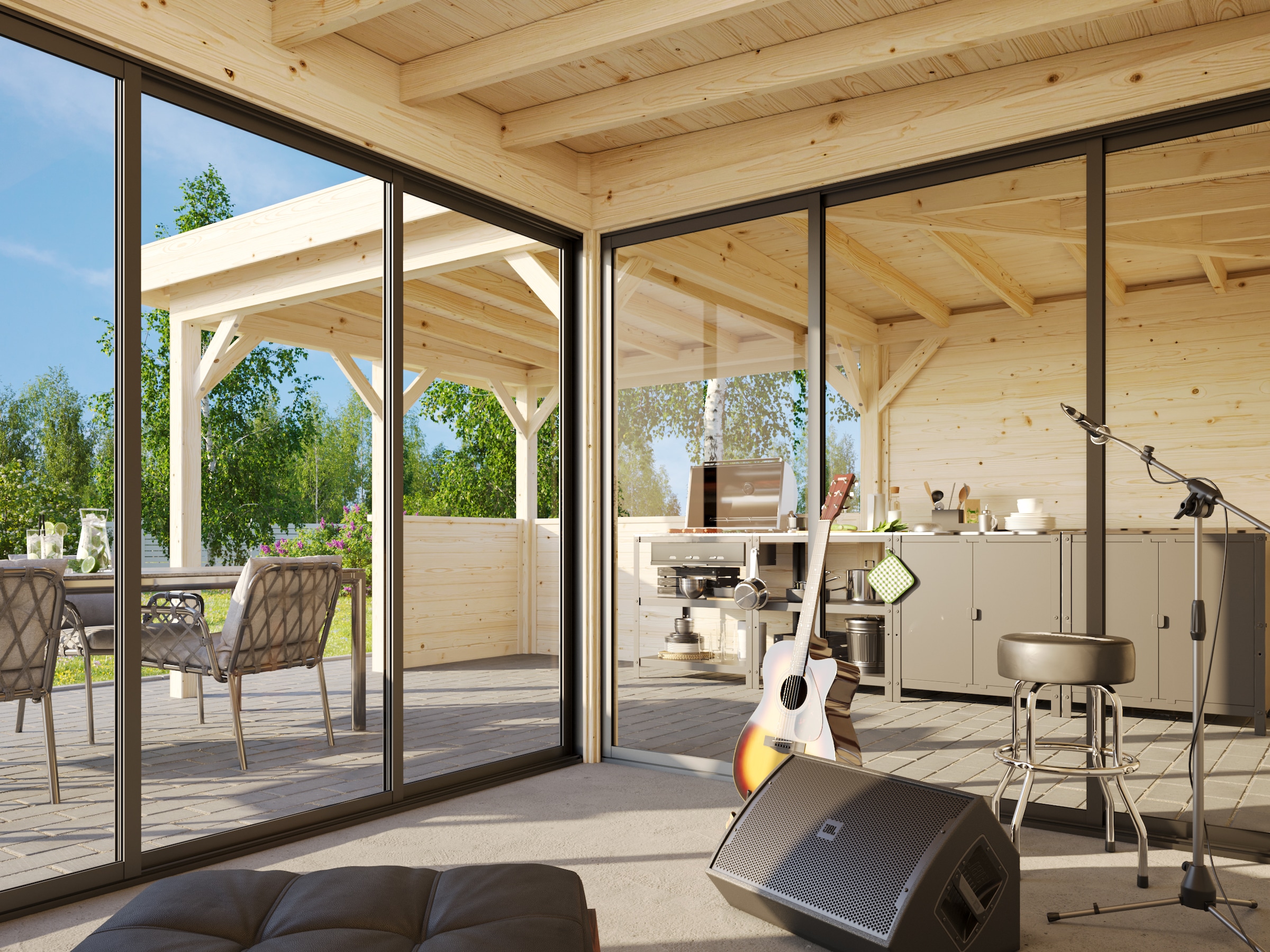 Palmako Gartenhaus »Lenna 24,9 m², Set 409 Slide«