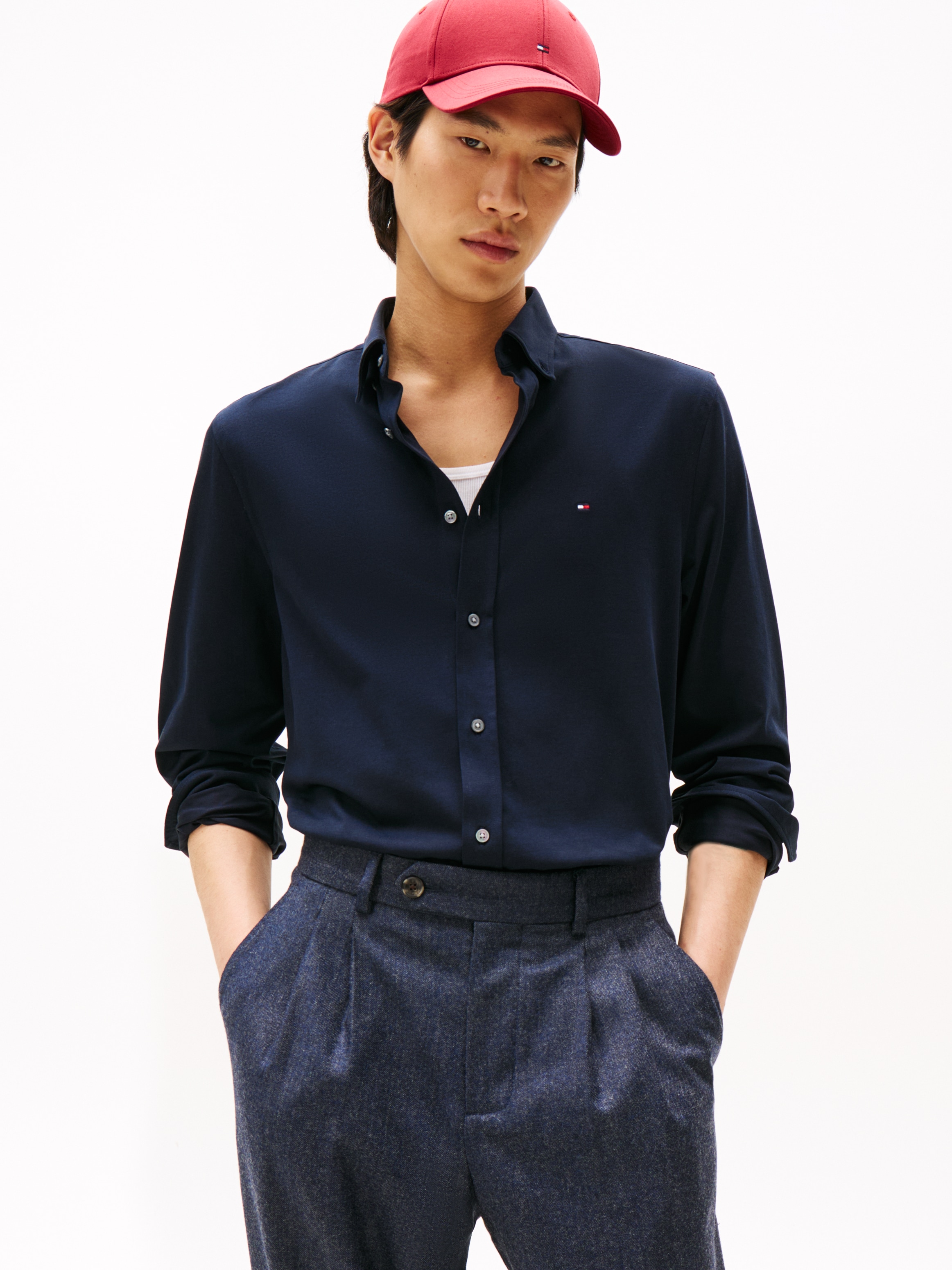 Tommy Hilfiger Businesshemd »PERFORMANCE INTERLOCK« elastisches Slim Fit mit Button-Down-Kragen