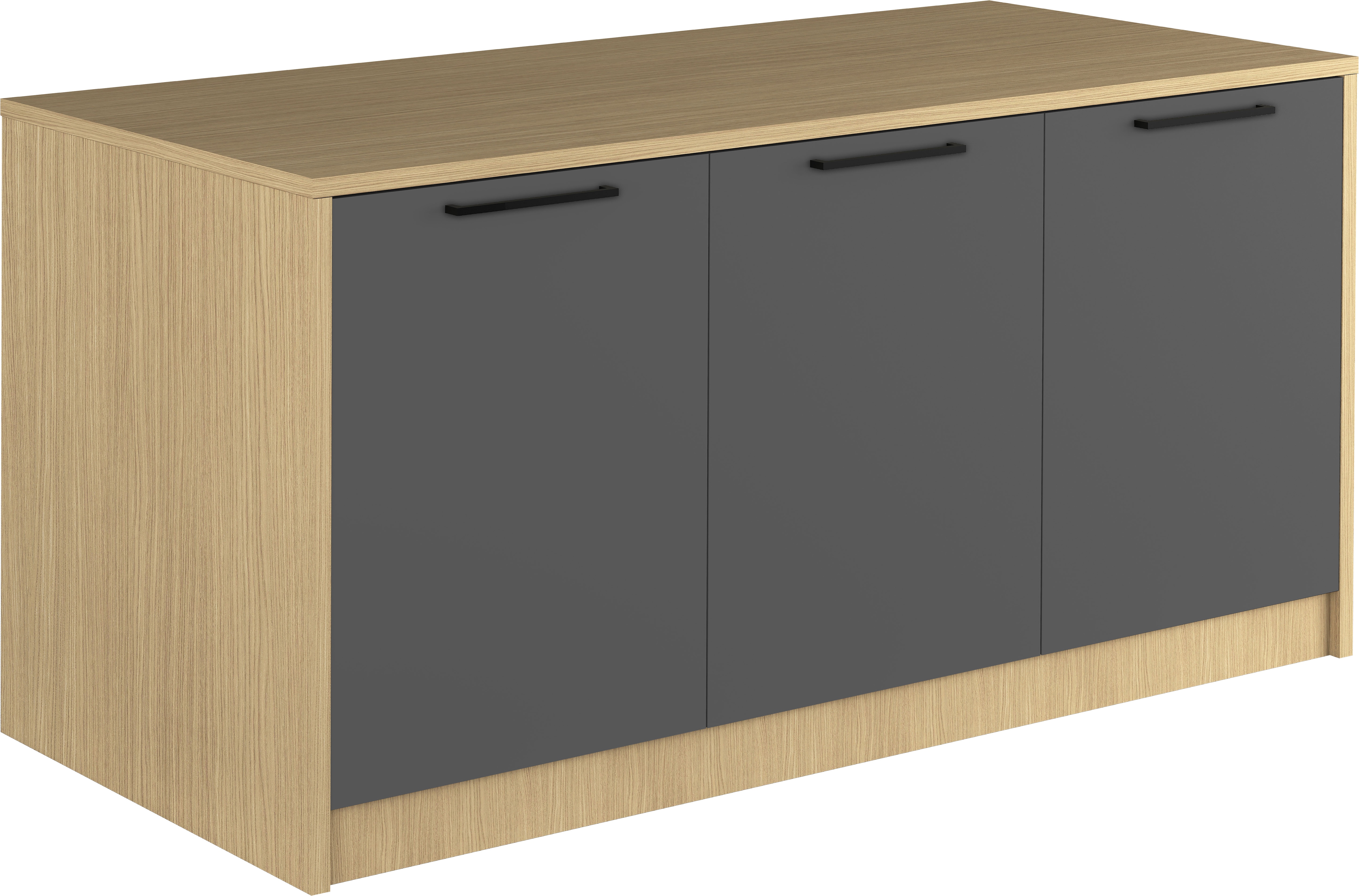 KOCHSTATION Kücheninsel "KS-Luna" Breite 170 cm, 3 Türen, 6 Innenfächer, 3 Essplätze, gedämpfte Türen