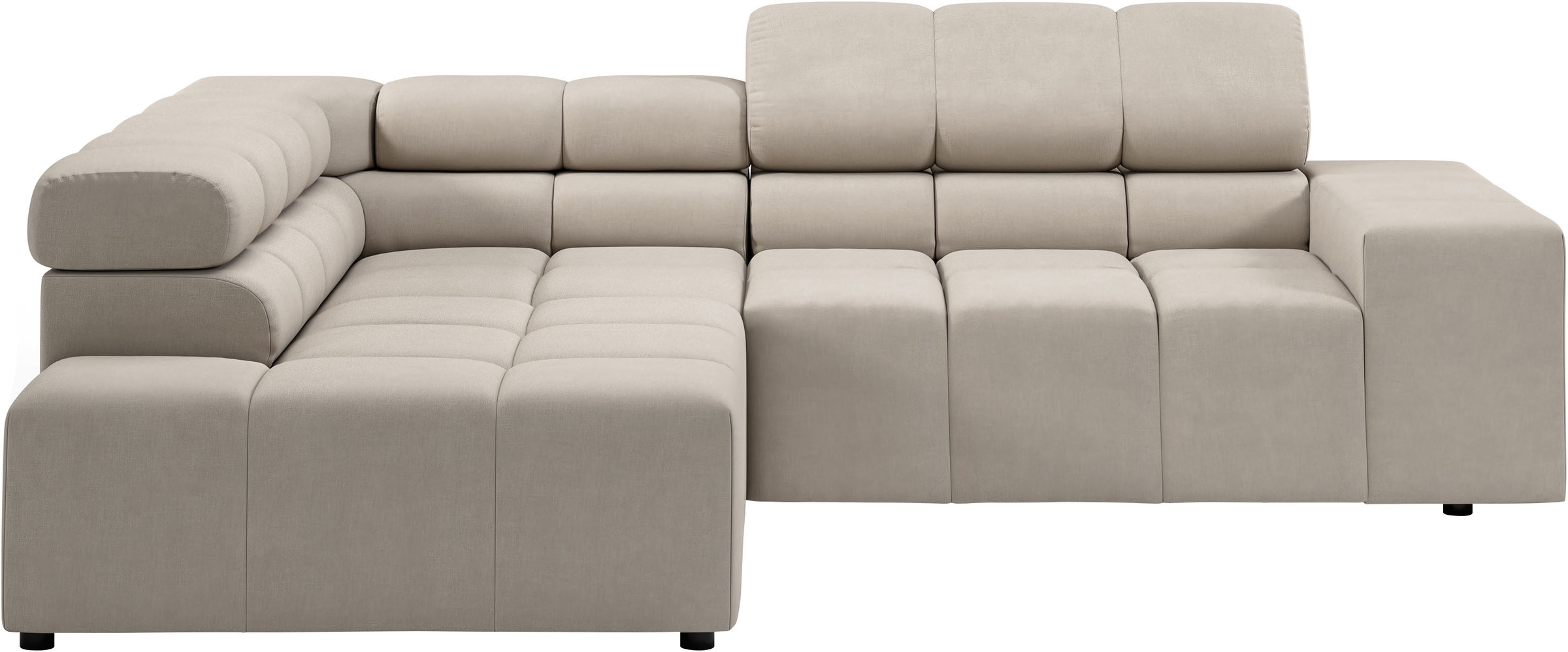 INOSIGN Ecksofa »Ancona, incl. Kopfteilverstellung + 3 Zierkissen, L-Form, bequem«, wahlweise motorische Sitztiefenverstellung, B/T(H: 249/215/70 cm
