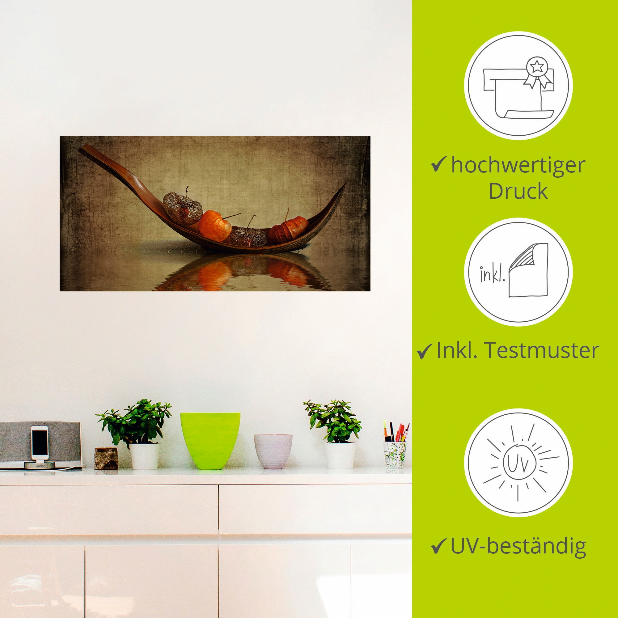 Artland Wandbild »Lampionschiffchen«, Arrangements, (1 St.), als Leinwandbild, Wandaufkleber in verschied. Größen