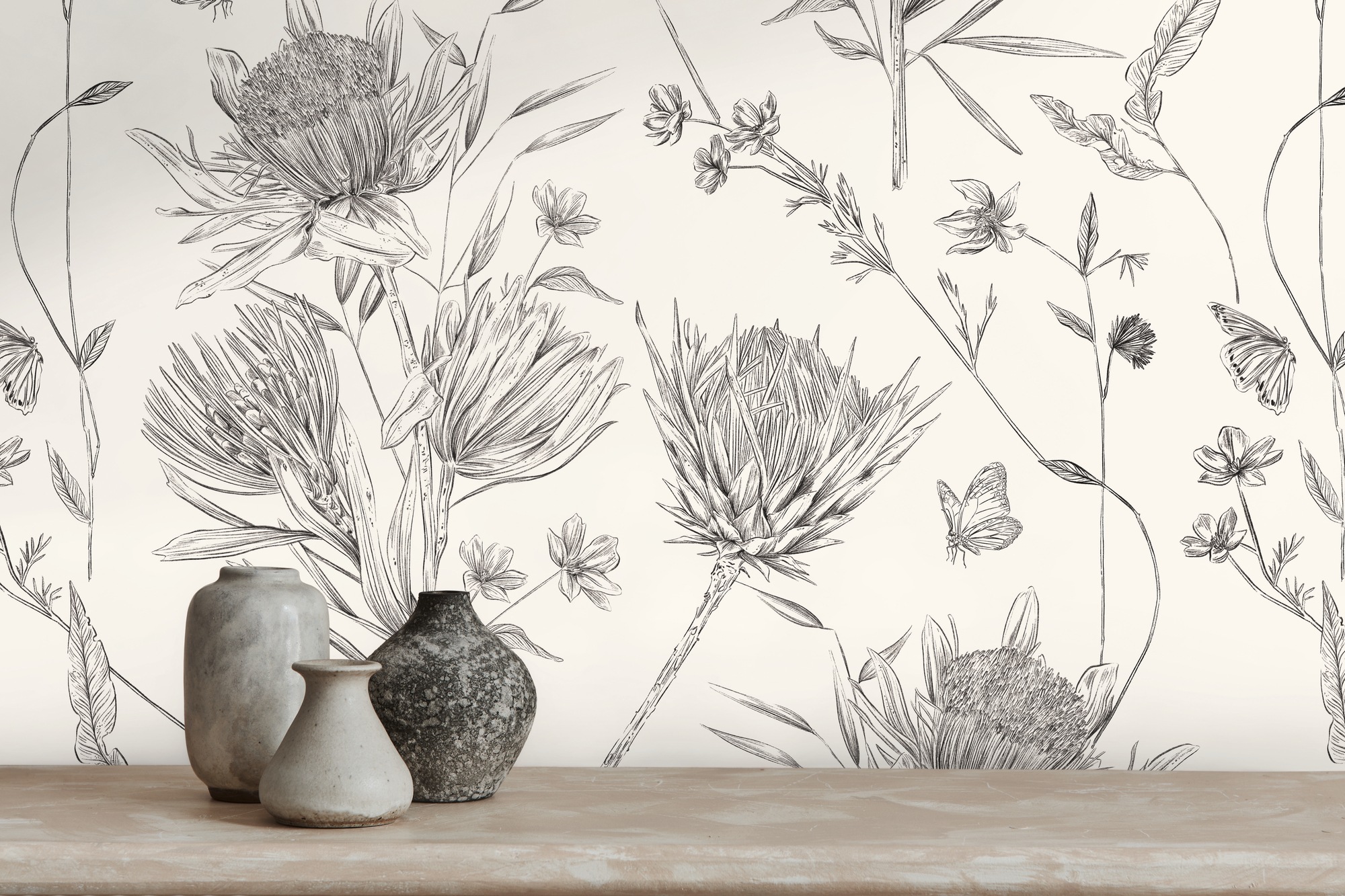 Living Walls Vliestapete "Drawn Into Nature Florale Tapete Mustertapete Pflanzen Natur" Matt Strukturiert Vliestapete Blätter Für Schlafzimmer
