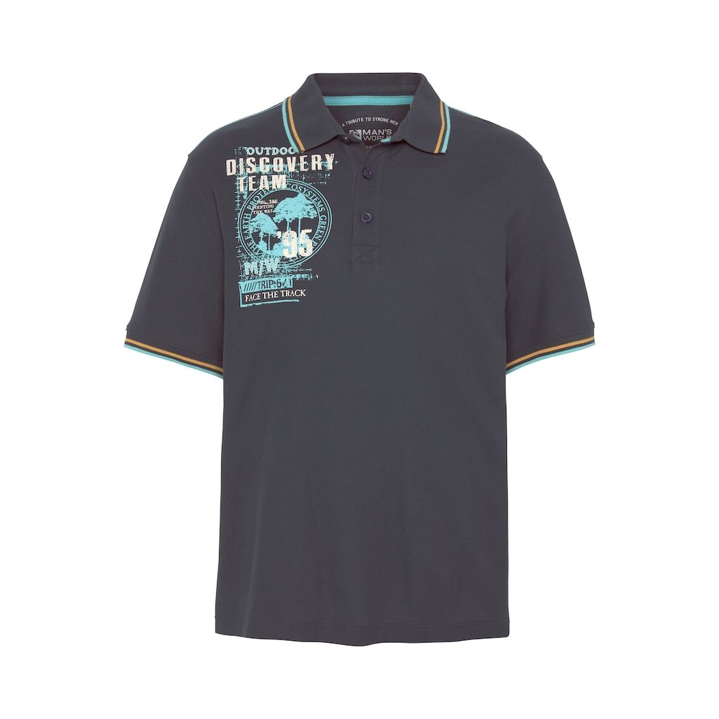 Man's World Poloshirt, Mit Print an der Schulter