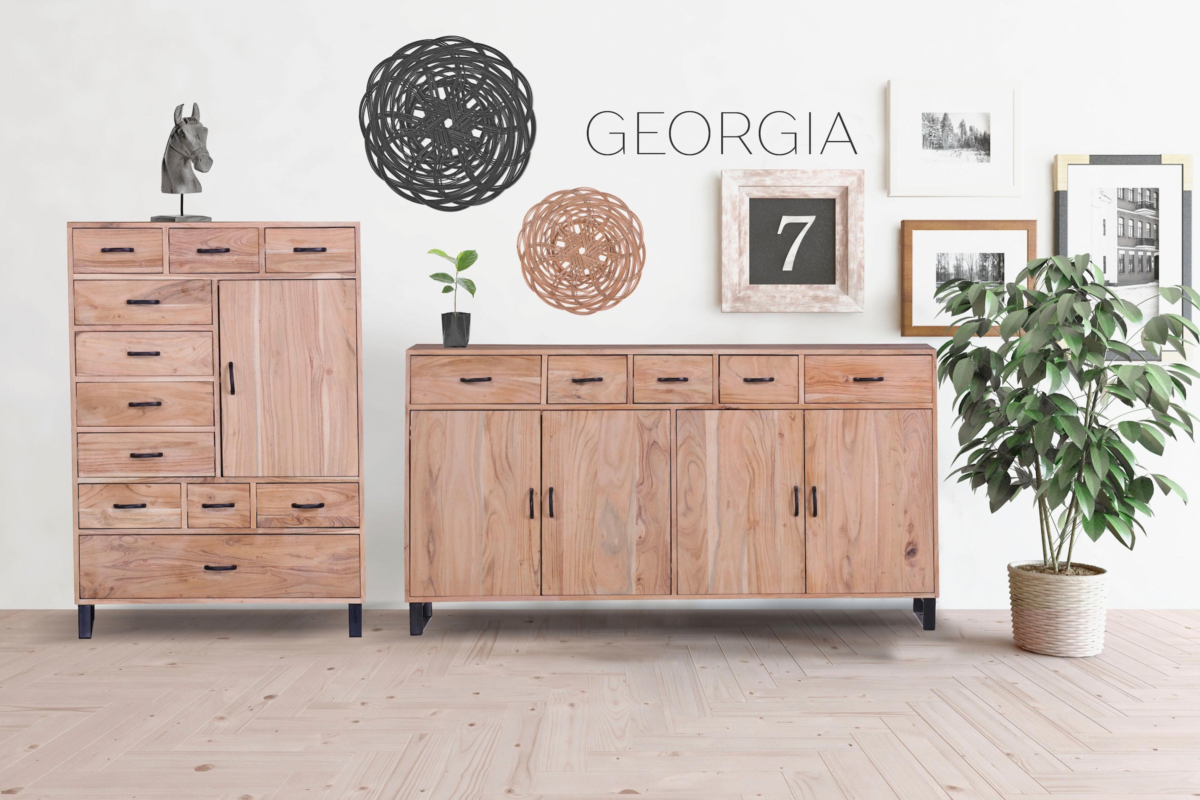 Gutmann Factory Sideboard "Georgia", Kommode aus massivem Akazienholz, Brei günstig online kaufen