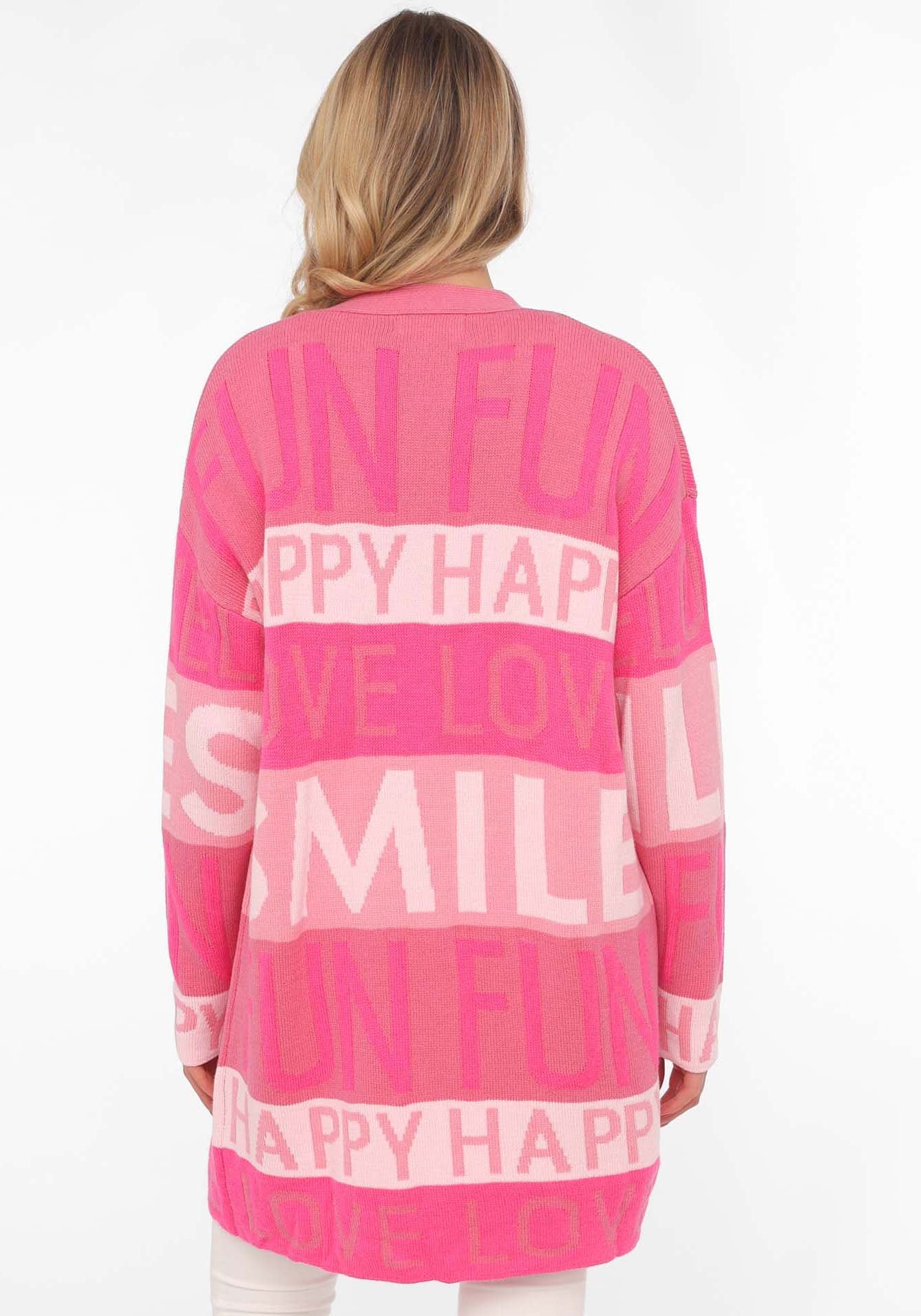 Zwillingsherz Cardigan »"Smile Fun Happy"«, mit Schriftzug und Streifen