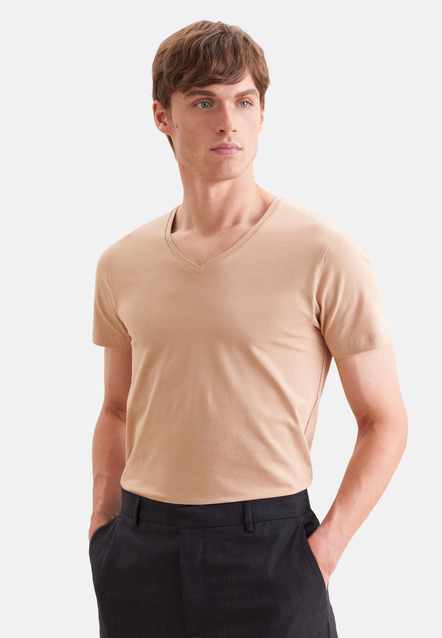 seidensticker T-Shirt "Schwarze Rose" 1/2 V-Neck Uni