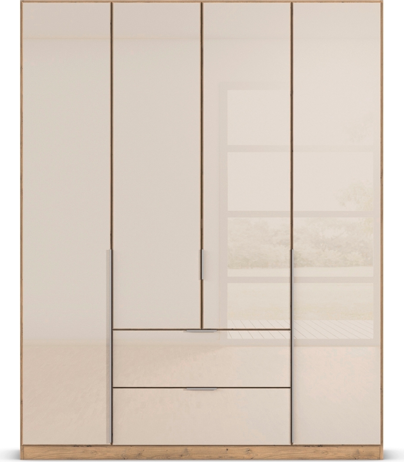 rauch Drehtürenschrank »Kleiderschrank Kleiderschränke Schrank Garderobe AGORDO mit Glasfront«, (in zwei Griff-Farben, Breiten 91-360 cm), mit Außenschubkästen, in 7 Breiten und 2 Höhen MADE IN GERMANY