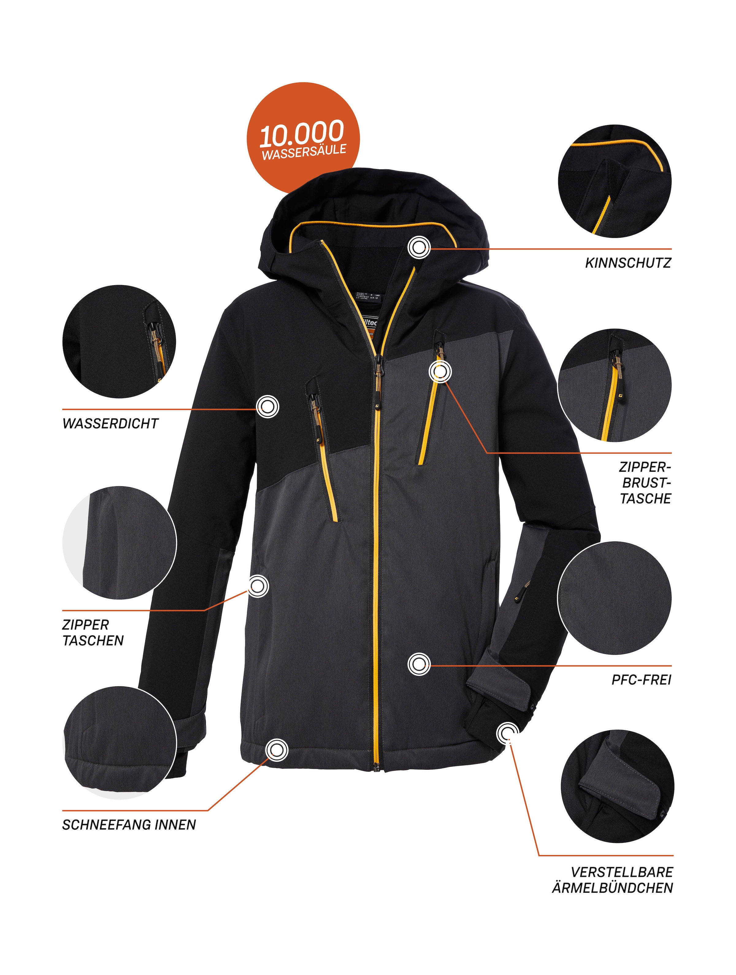 Killtec Skijacke »KSW 173 BYS SKI JCKT«, Wasserdichte Kids-Winterjacke mit Fleece, Schneefang, vielen Taschen