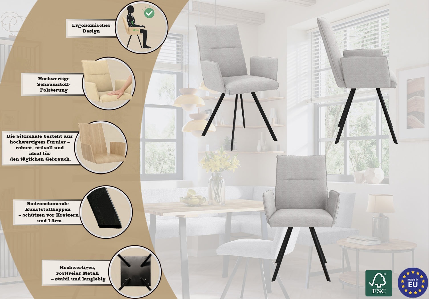 Thumbnail - OTTO home Armlehnstuhl "Sava" (Set) 2 Stk.Metallgestell