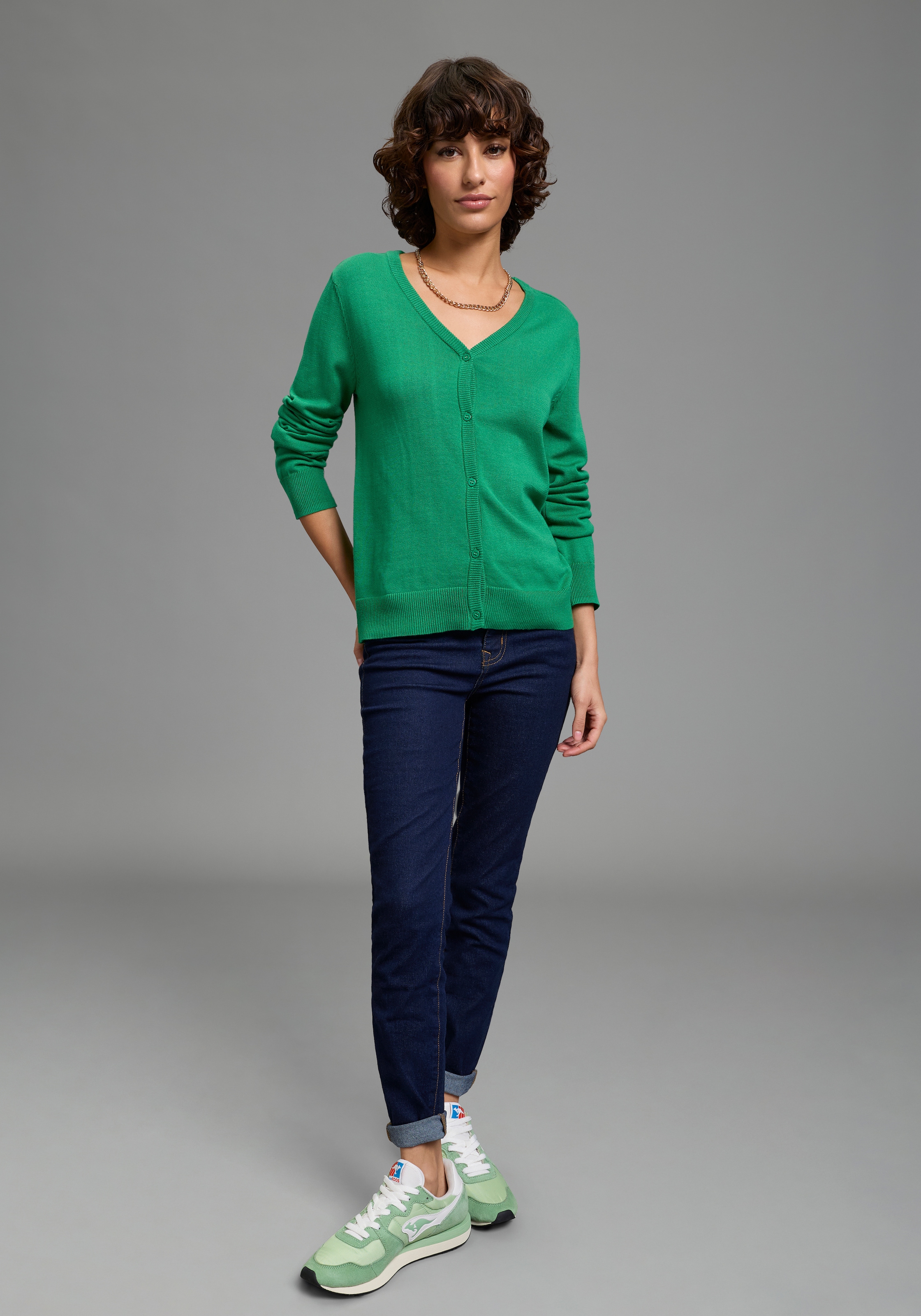 Flashlights Strickjacke leichter Übergangsstrick mit Knopfleiste