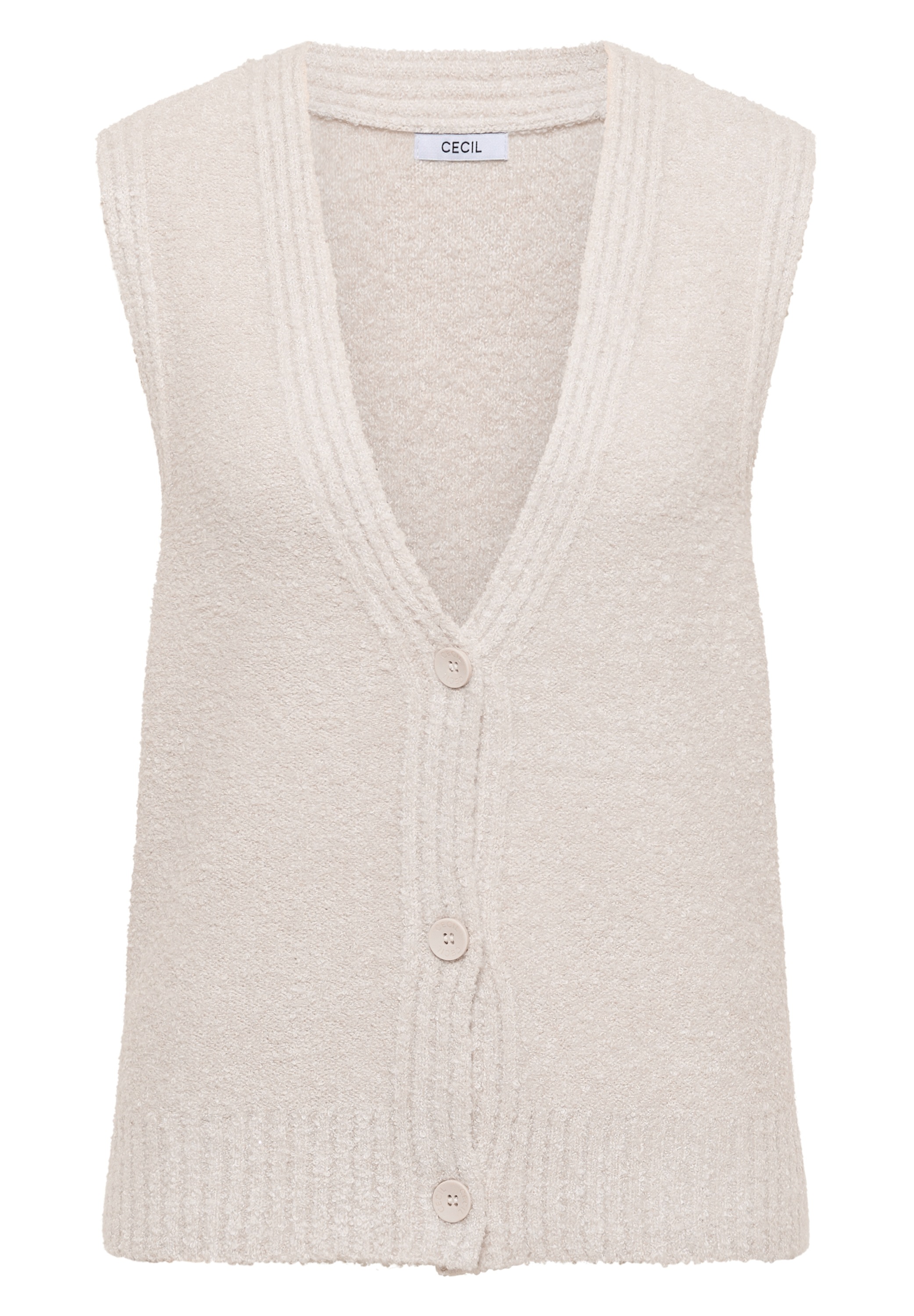 Cecil Strickweste mit Bouclé-Struktur und V-Ausschnitt
