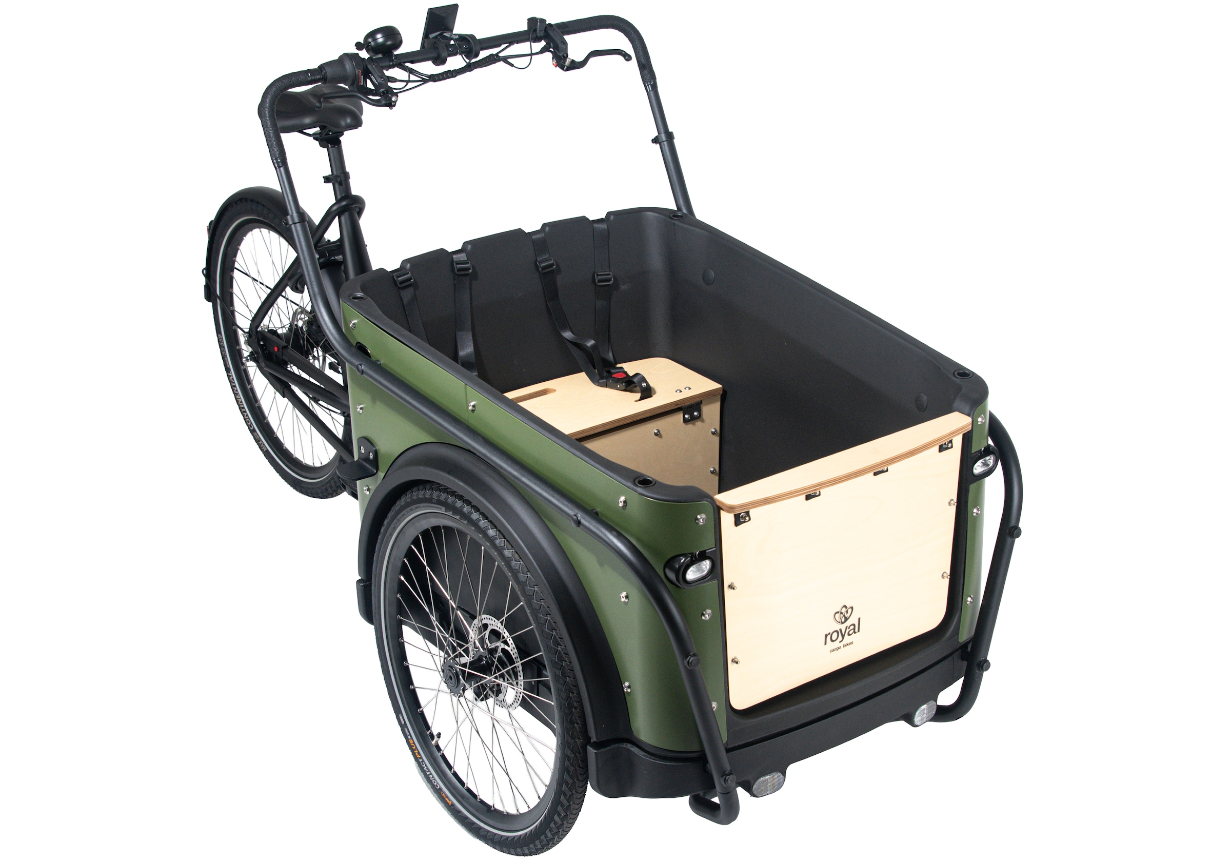 Royal Cargo Bikes »Cargo 3W Premium 17,5Ah / 630 Wh 24 / 26 Zoll grün« 7 Gang Shimano Nexus Schaltwerk Nabenschaltung Mittelmotor 250 W
