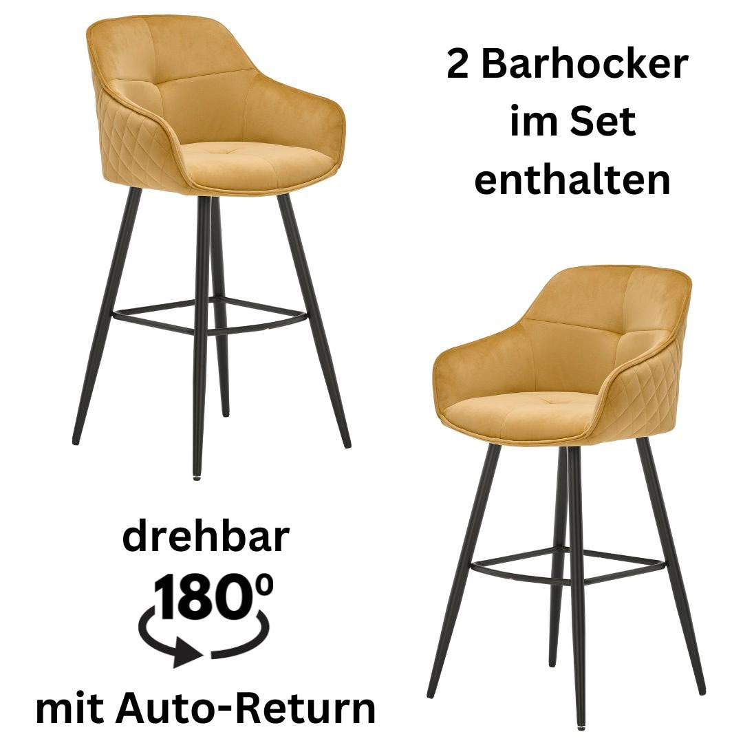 Stolkom Barhocker "Emma" Set, 2 tlg. Komfortsitzhöhe 73 cm, 180drehbar Auto günstig online kaufen