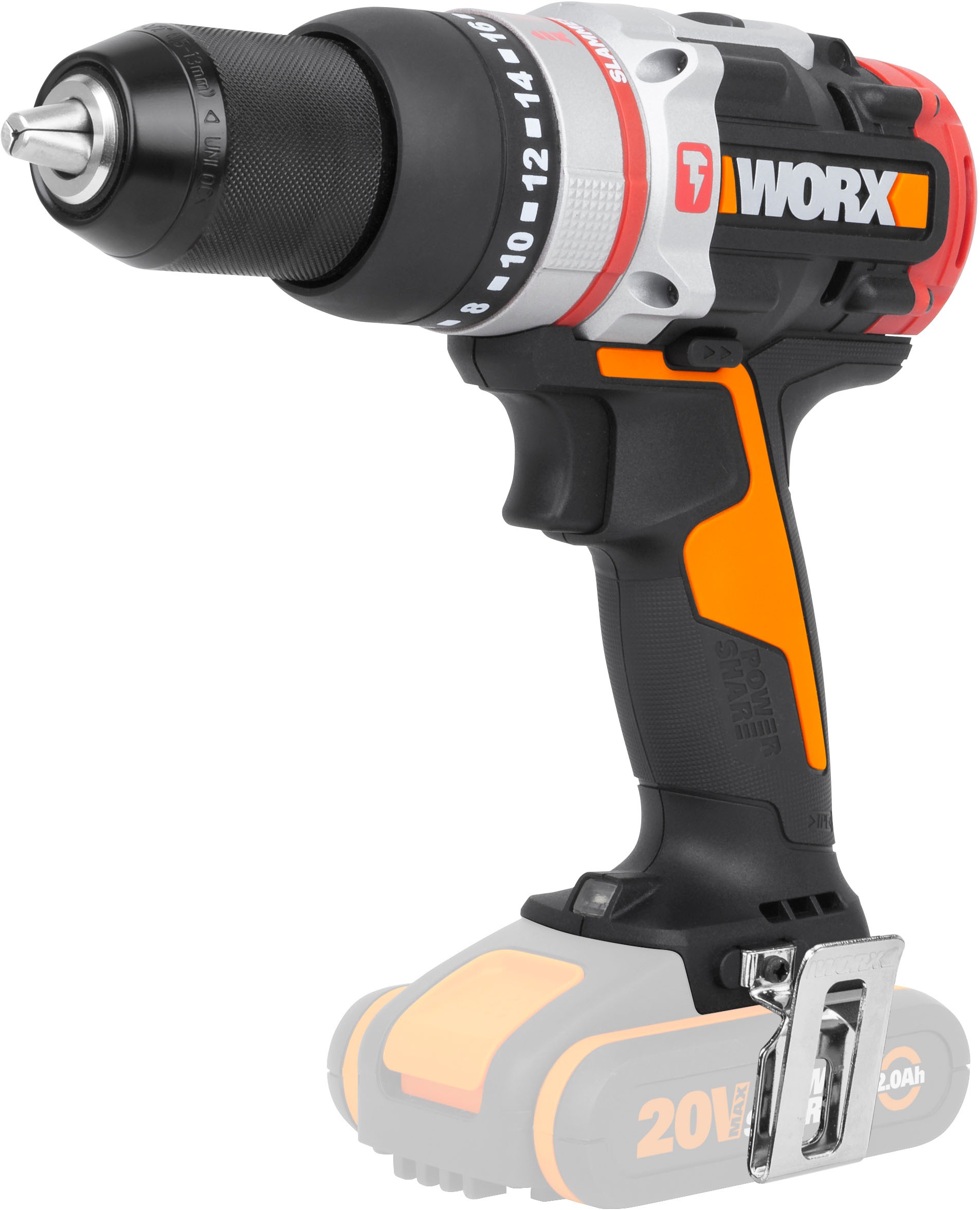 Worx Akku-Schlagbohrmaschine »WX354.9«, bürstenloser Motor, 18+1+1 Drehmoment, 60Nm, ohne Akku & Ladegerät