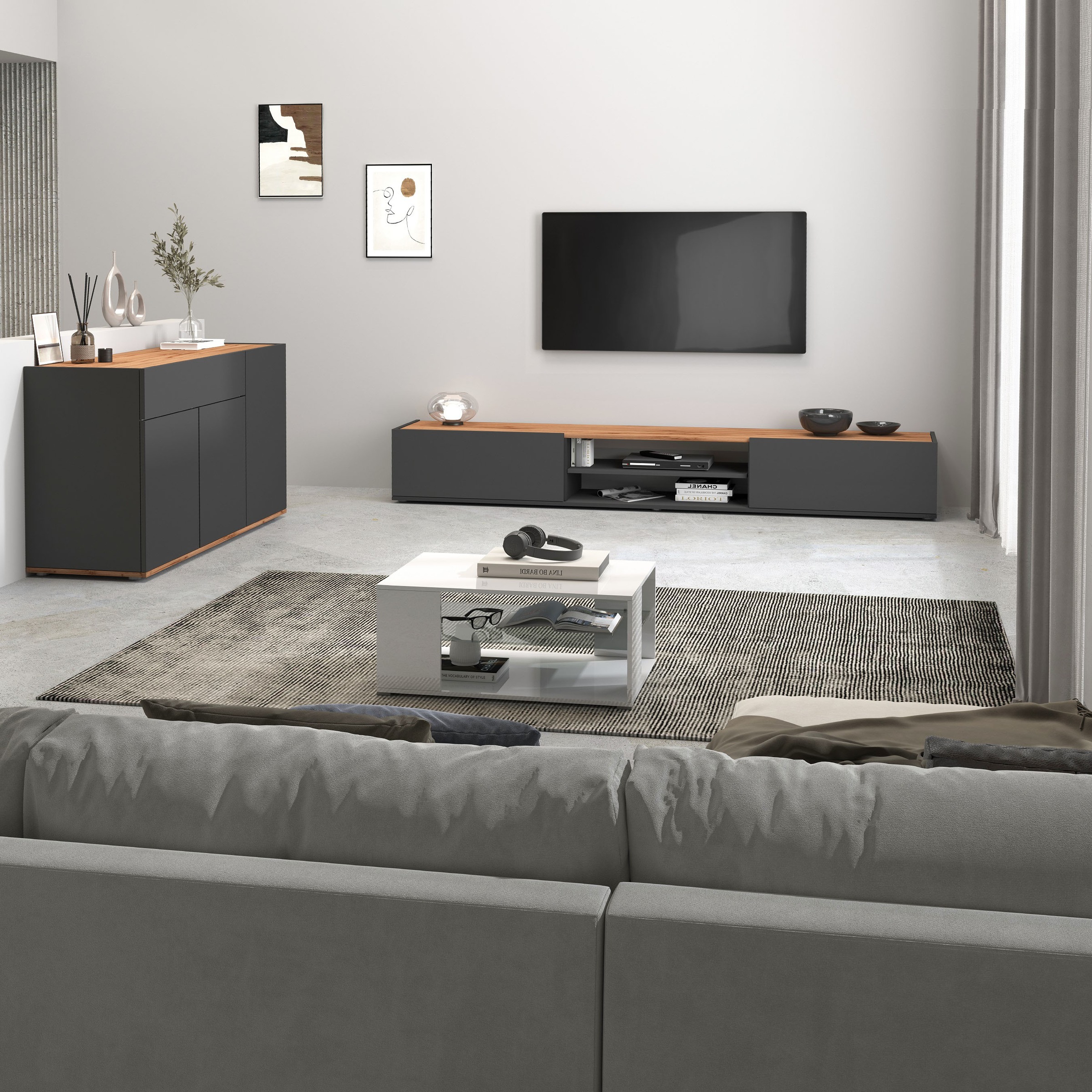 INOSIGN Sideboard »Garda, Kommode, Schrank, Kredenz«, 3 Türen, 1 Schublade, grifflos Breite 120,1 cm