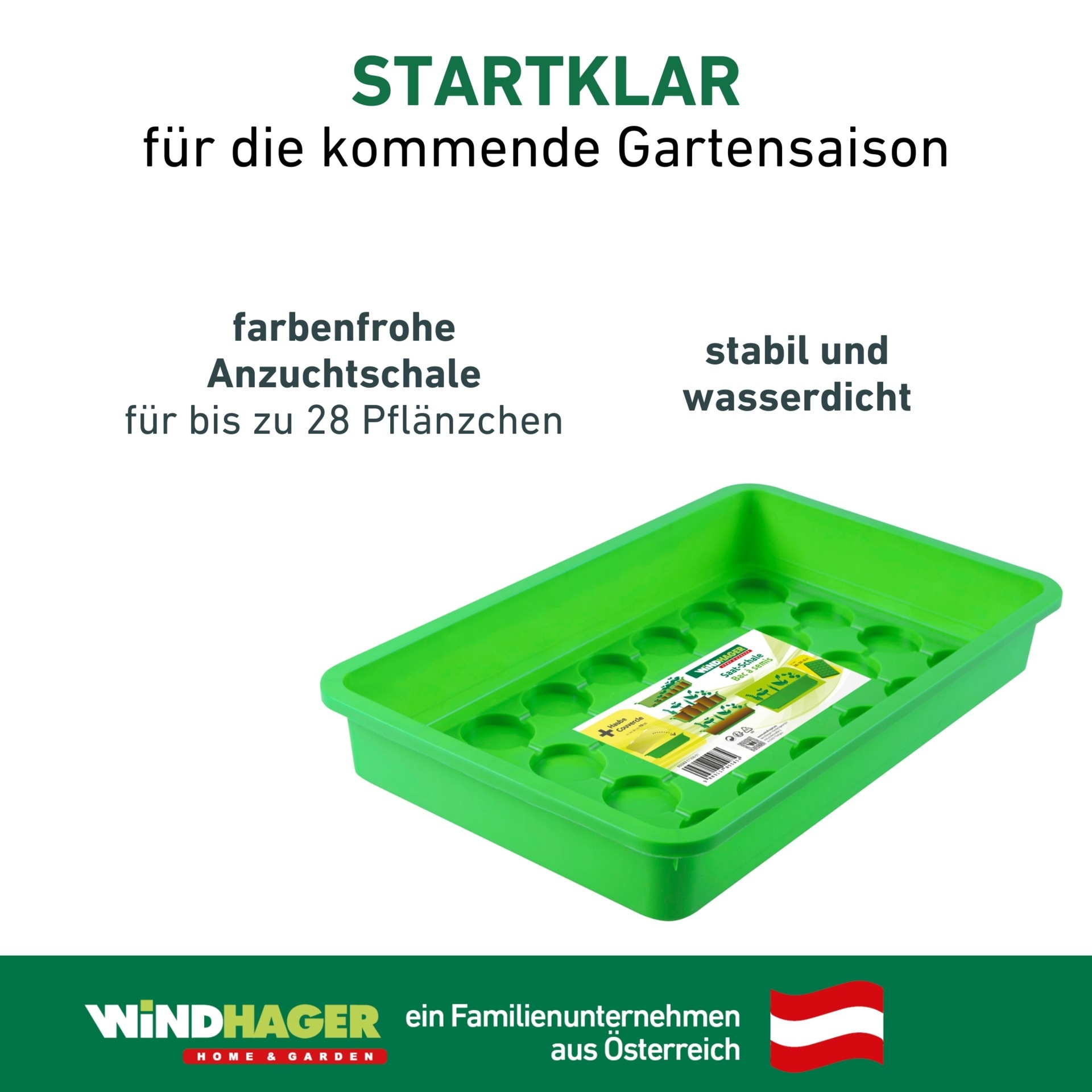 Windhager Gewächshaus »für Gemüse und Blumen, Anzucht Schale« ideal für Innenräume, Terrasse, Balkon, 28 x 24 x 6 cm, grün