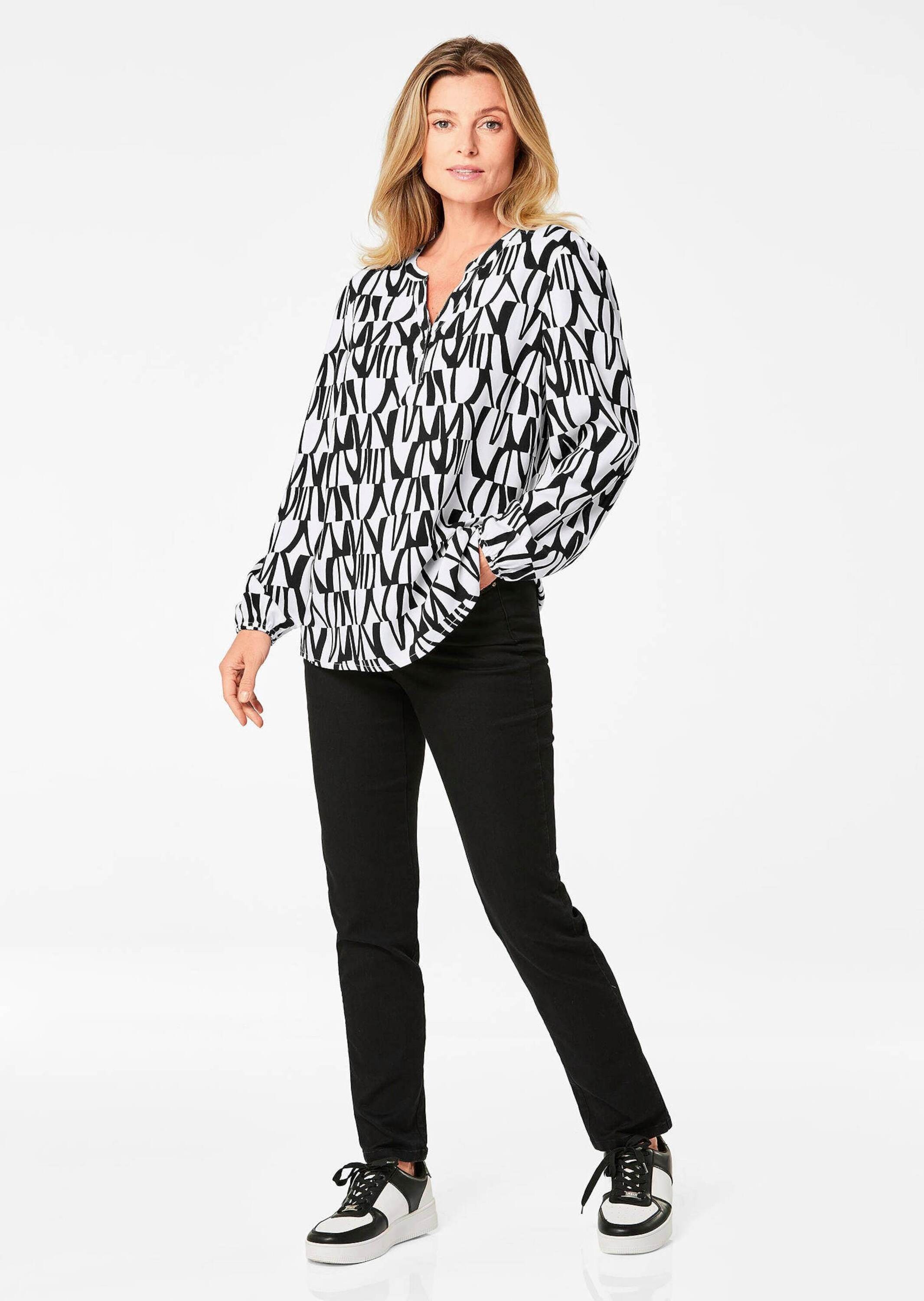 GOLDNER Schlupfbluse "Kurzgröße Printbluse mit Allover-Druck" Mit Seitensch günstig online kaufen