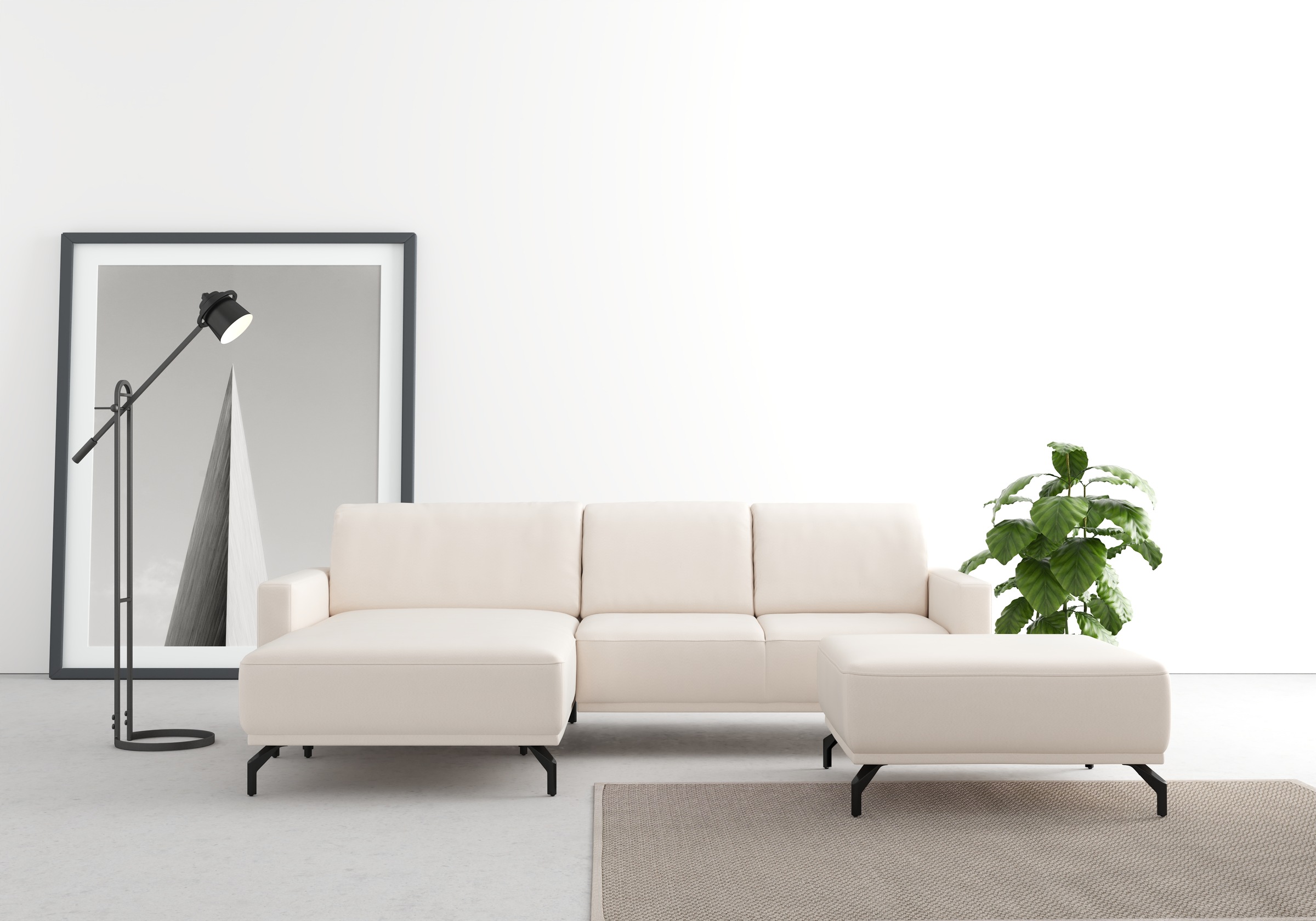 Ecksofa SIT & MORE "Bailando L-Form", beige (creme), B:251cm H:84cm T:163cm, Sofas, Ecksofa, wahlweise mit Kopfteilverstellung und Vorziehsitz, motorisch